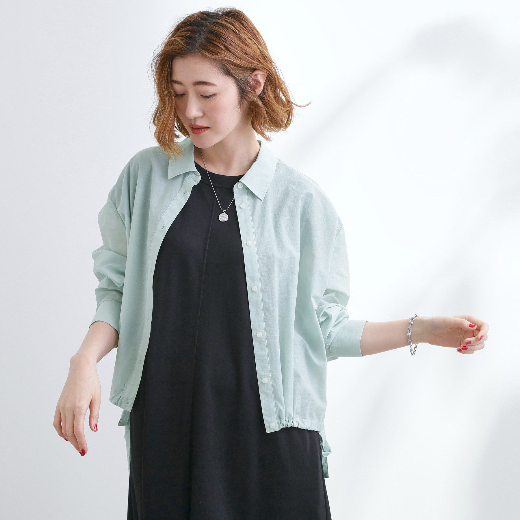 grove「【UVカット/洗える】クロップドシアーシャツ」|シャツ・ブラウス|