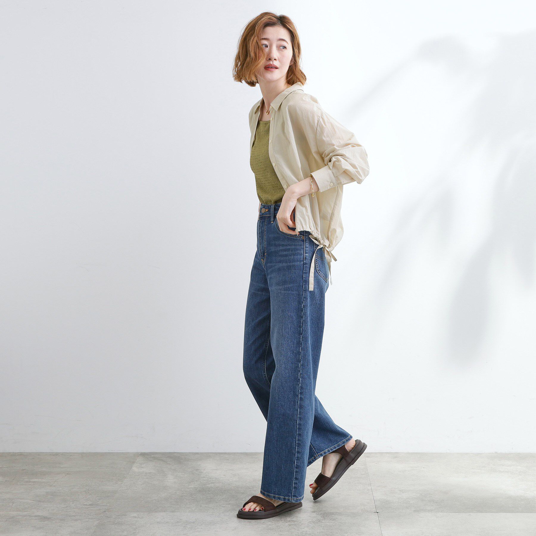 grove「【UVカット/洗える】クロップドシアーシャツ」|シャツ・ブラウス|