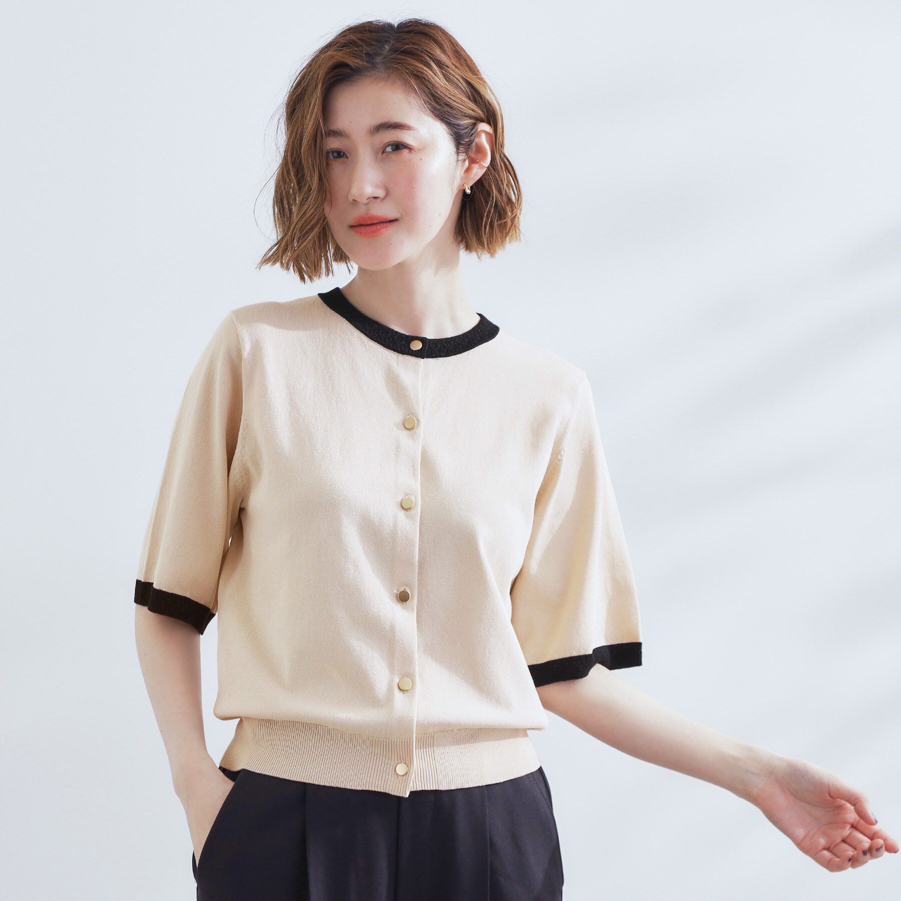 grove「さらりと心地よい　大人のサマーニットカーディガン」|カーディガン|グレージュ(050)