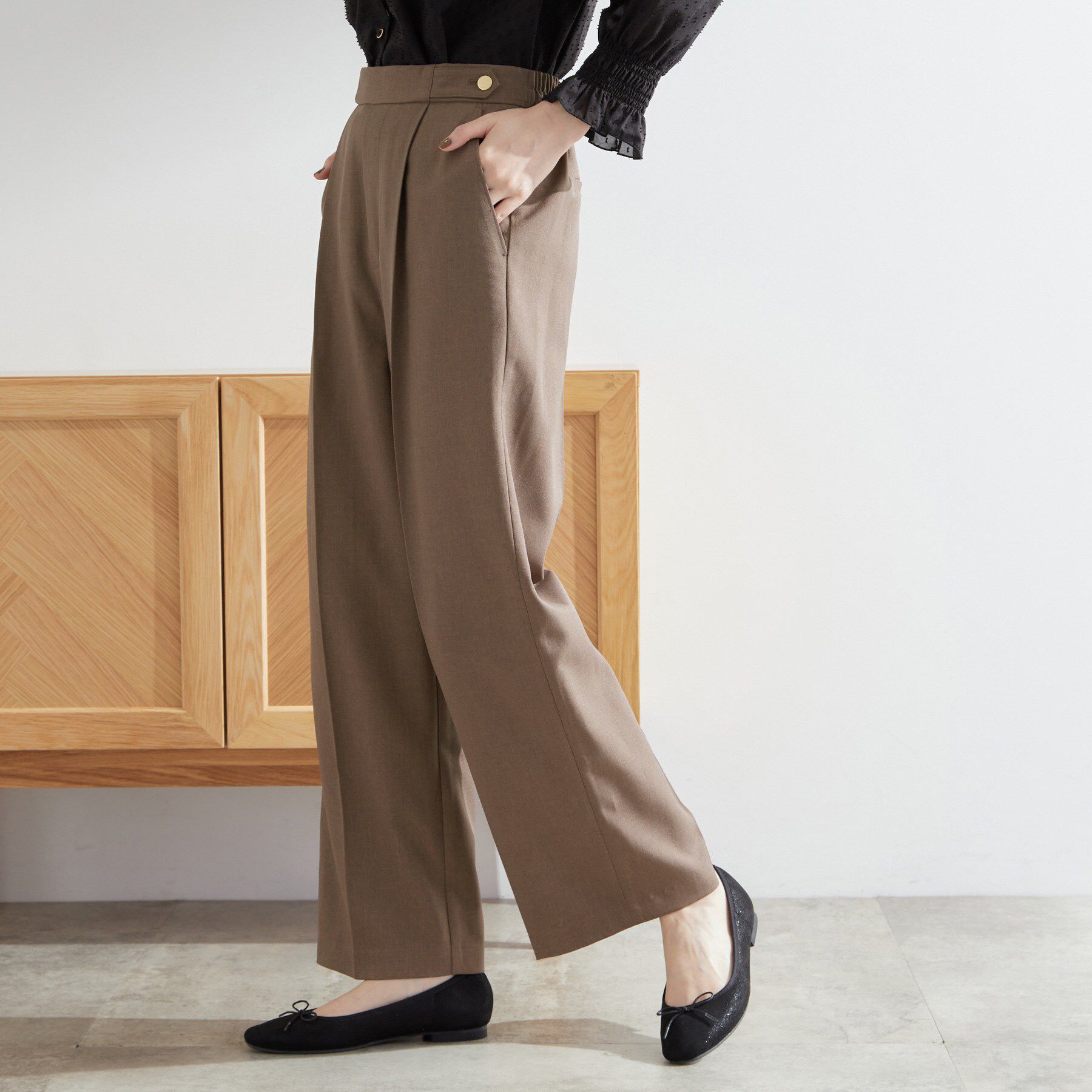 grove「【洗える/美脚ラインキープ】ワイドパンツ」|その他|ブラウン(044)