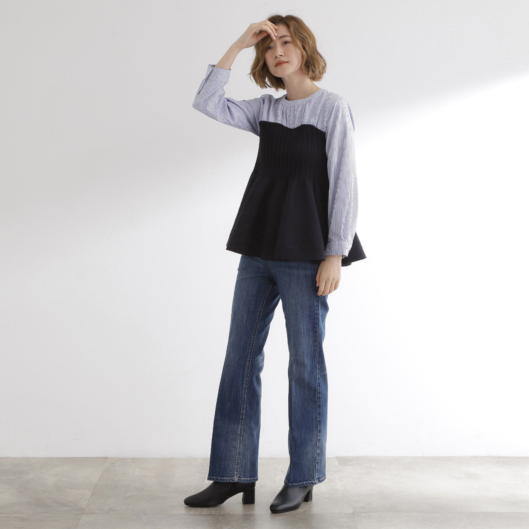 grove「一枚でトレンド完成！体型カバーも叶うニットビスチェドッキングブラウス」|シャツ・ブラウス|