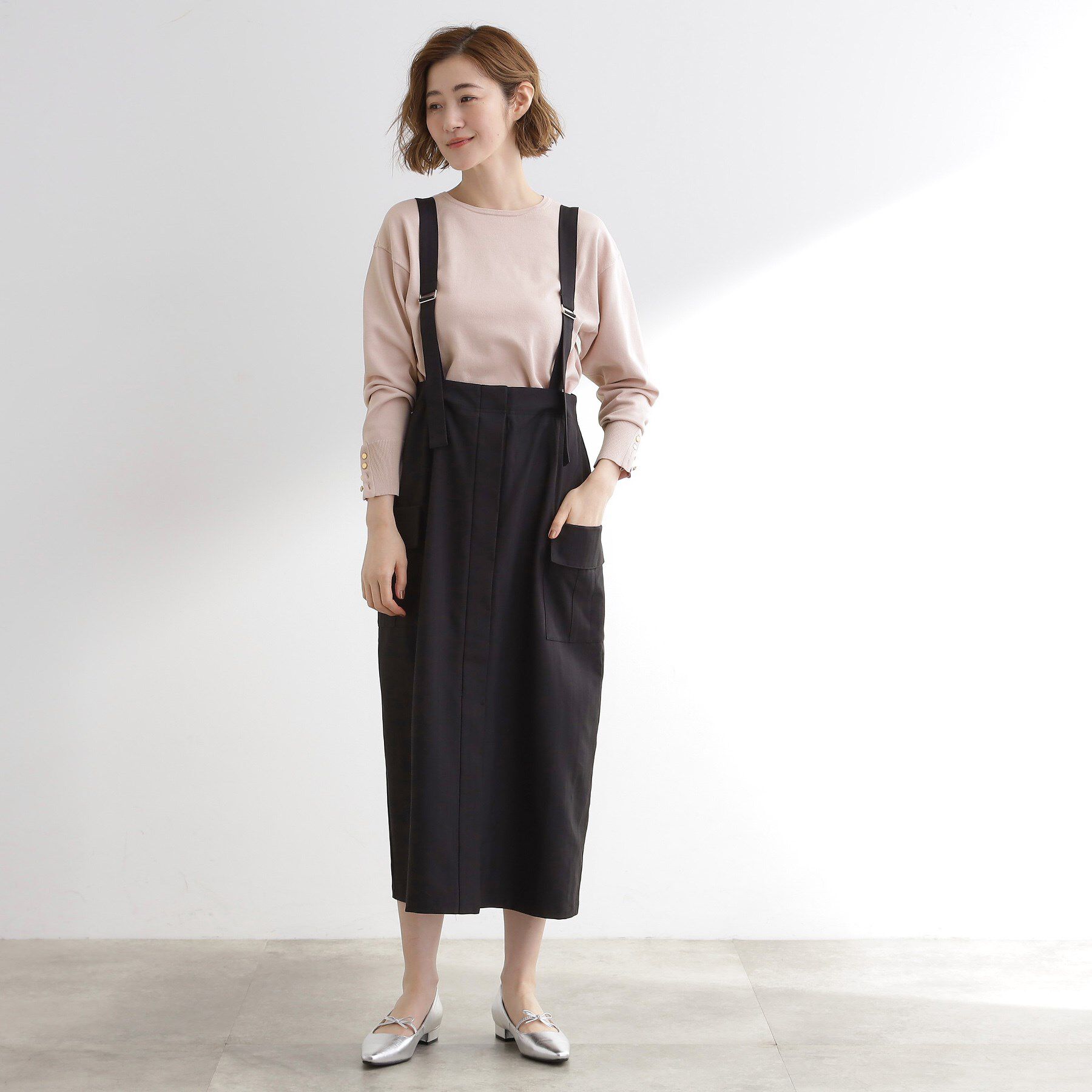 grove「ON/OFF毎日使える！袖口ボタンドロップショルダーニット」|ニット・セーター|