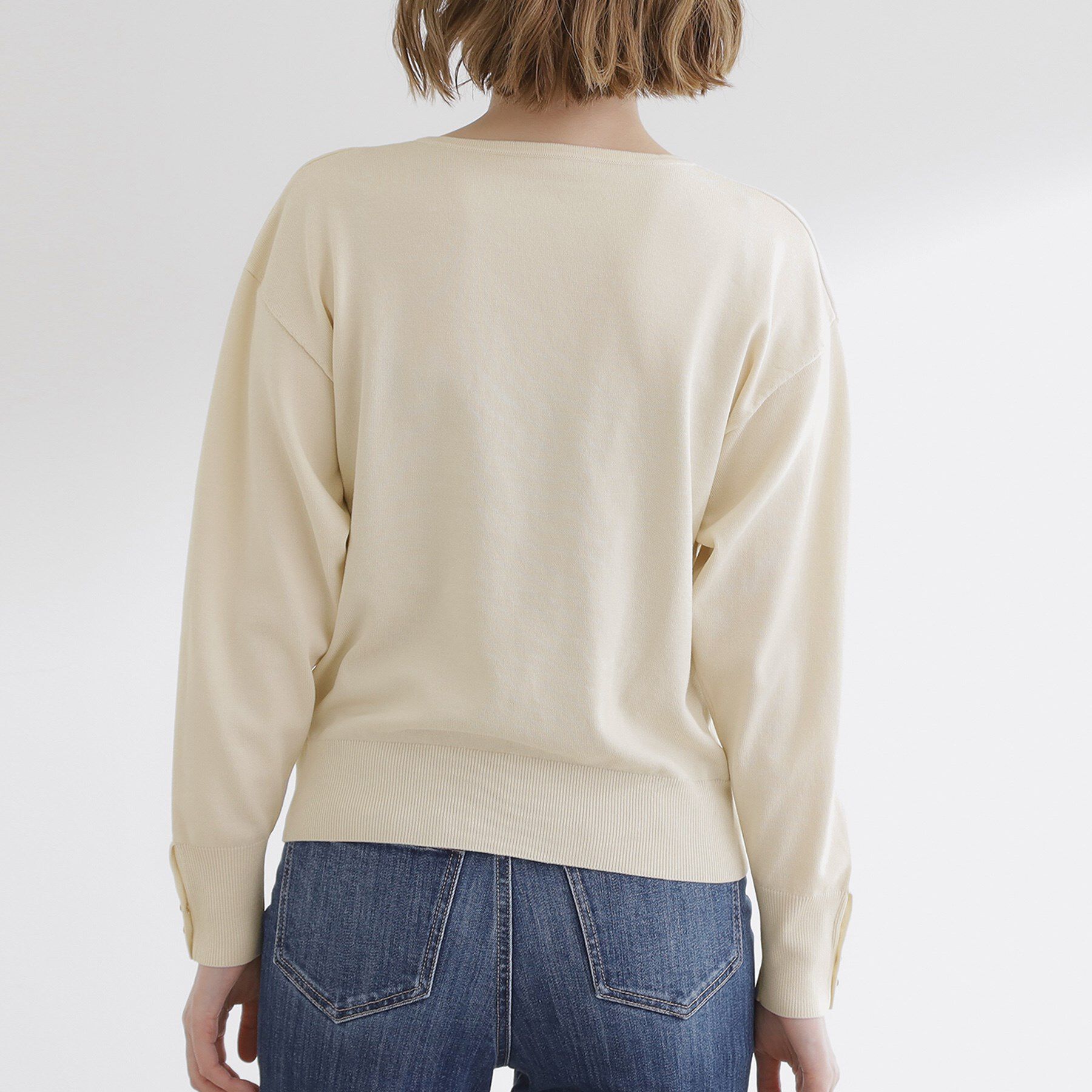 grove「ON/OFF毎日使える！袖口ボタンドロップショルダーニット」|ニット・セーター|