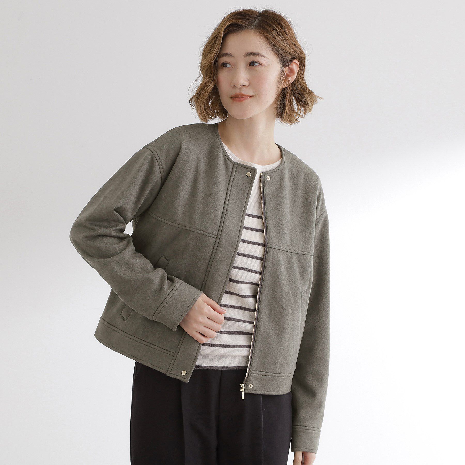 grove「日常を華やかにするスエード調ブルゾン」|ブルゾン・スタジャン|
