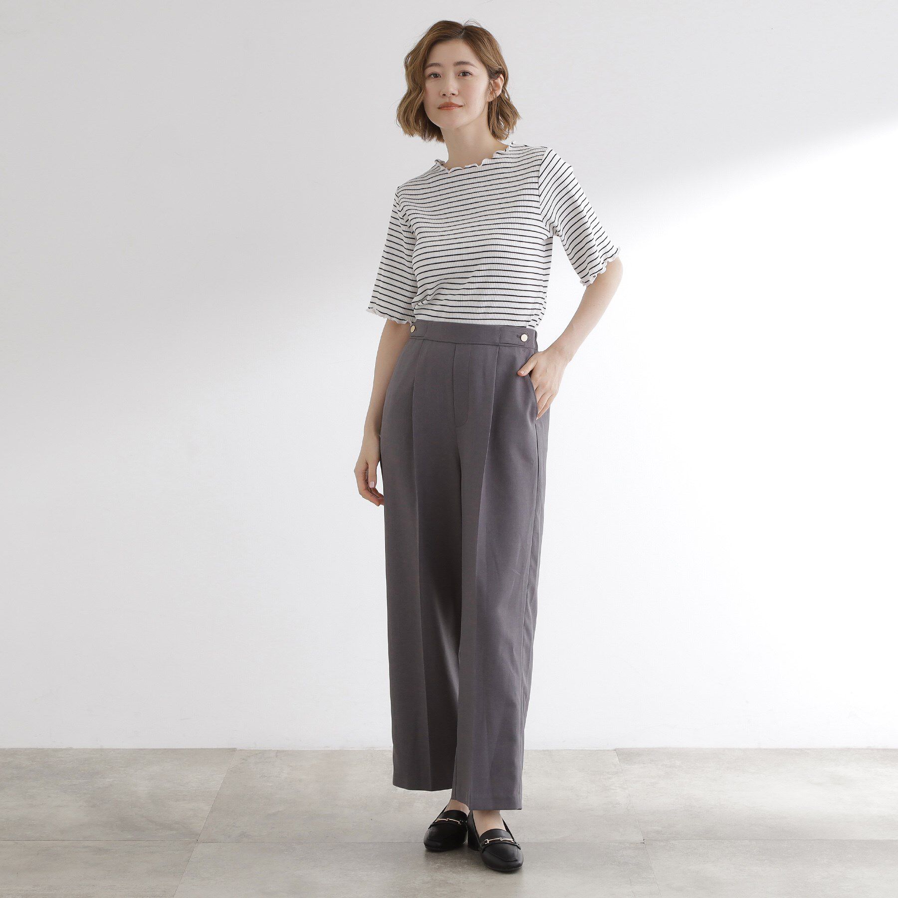 grove「一枚でもレイヤードでも楽しめる　マルチな5分袖プルオーバー」|Tシャツ・カットソー|