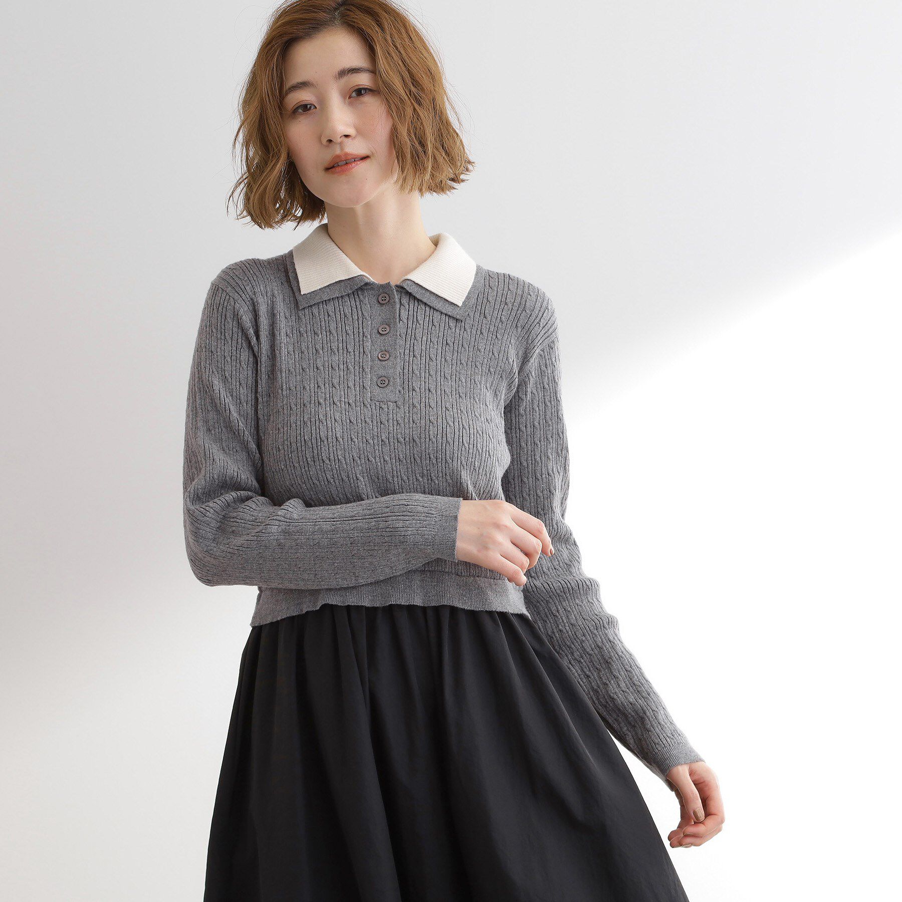 grove「【時短コーデ】ポロニットドッキングワンピース」|ワンピース|