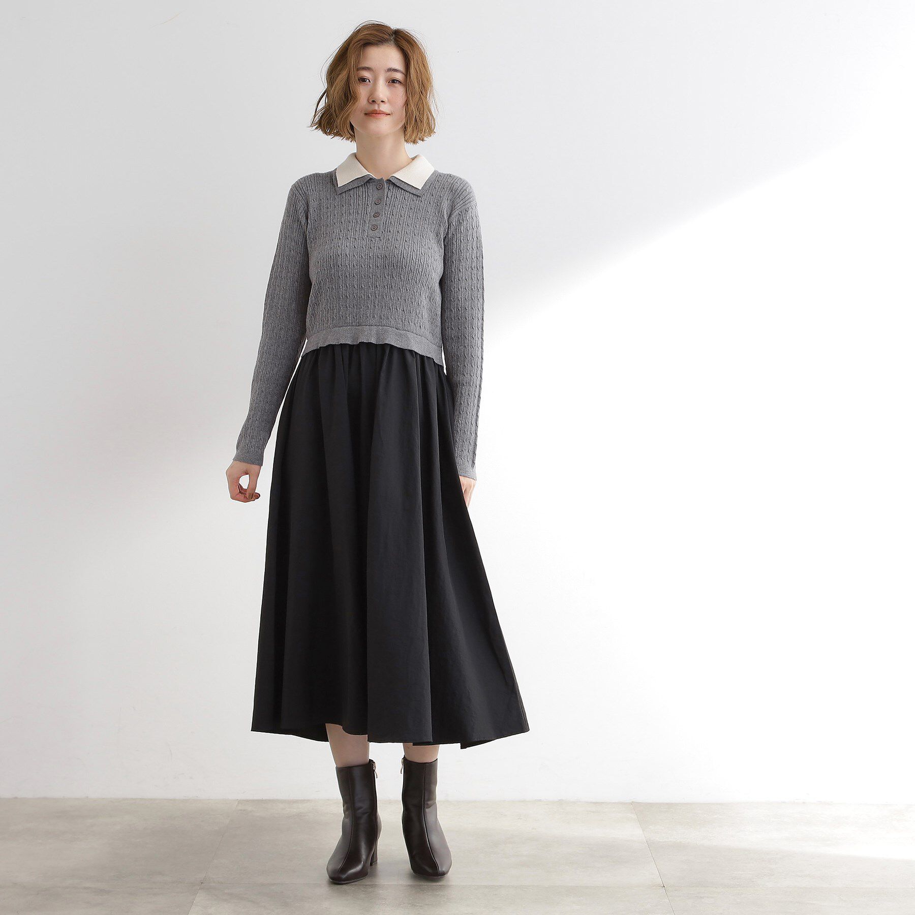 grove「【時短コーデ】ポロニットドッキングワンピース」|ワンピース|