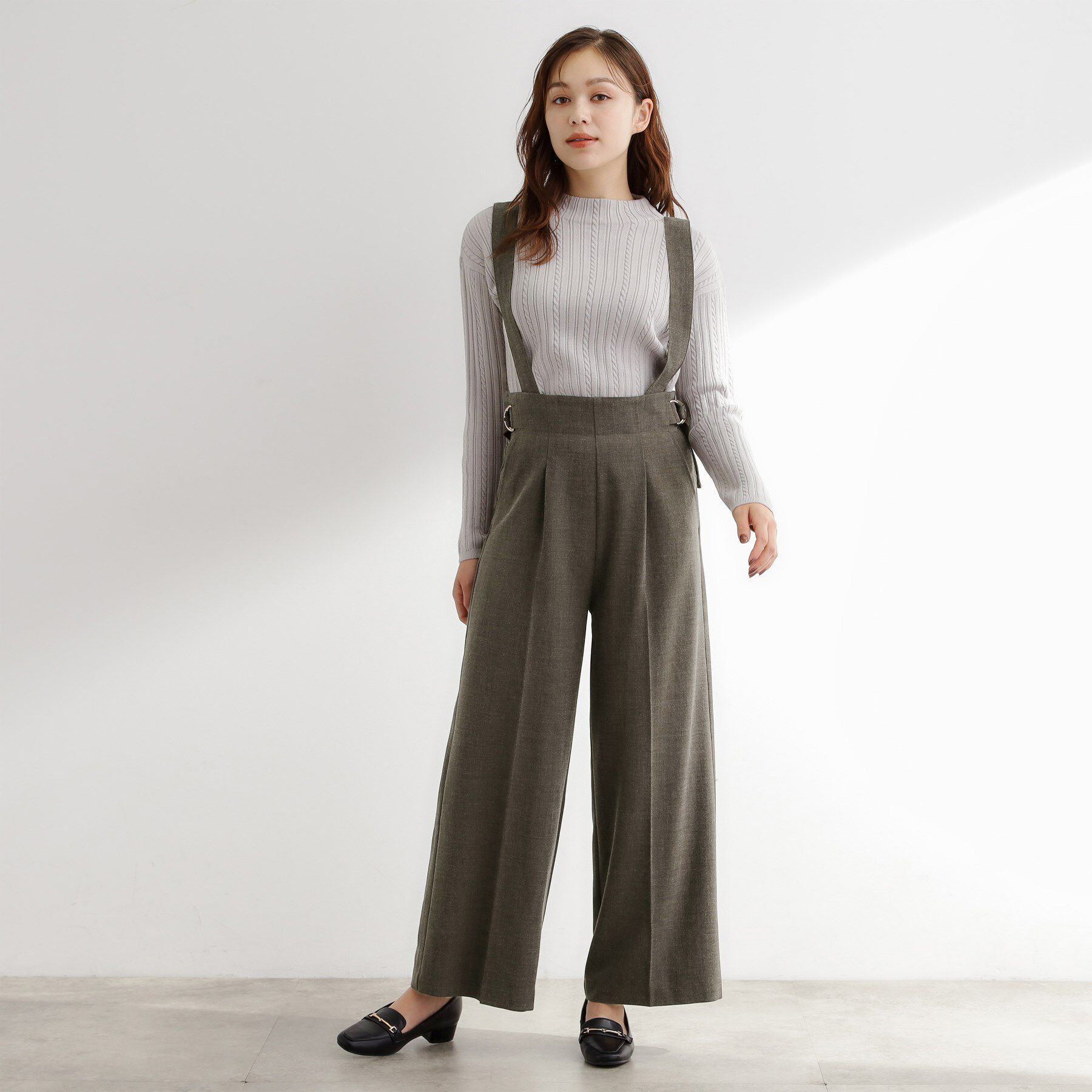 grove「サス付きセンタープレスワイドパンツ」|その他|ブラウン(043)