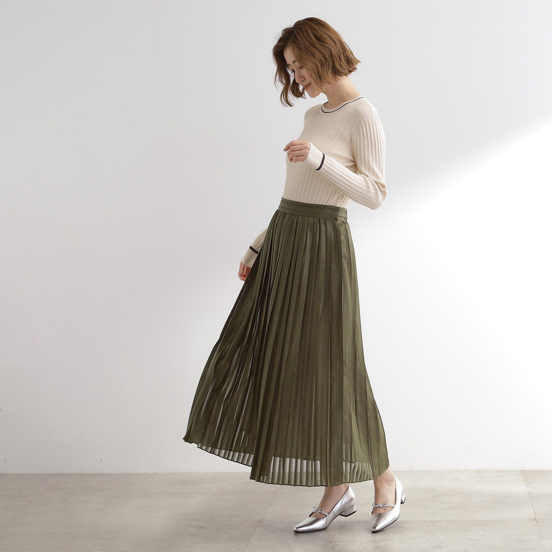 grove「【洗える】ひらりとゆれる　上品プリーツスカート」|スカート|