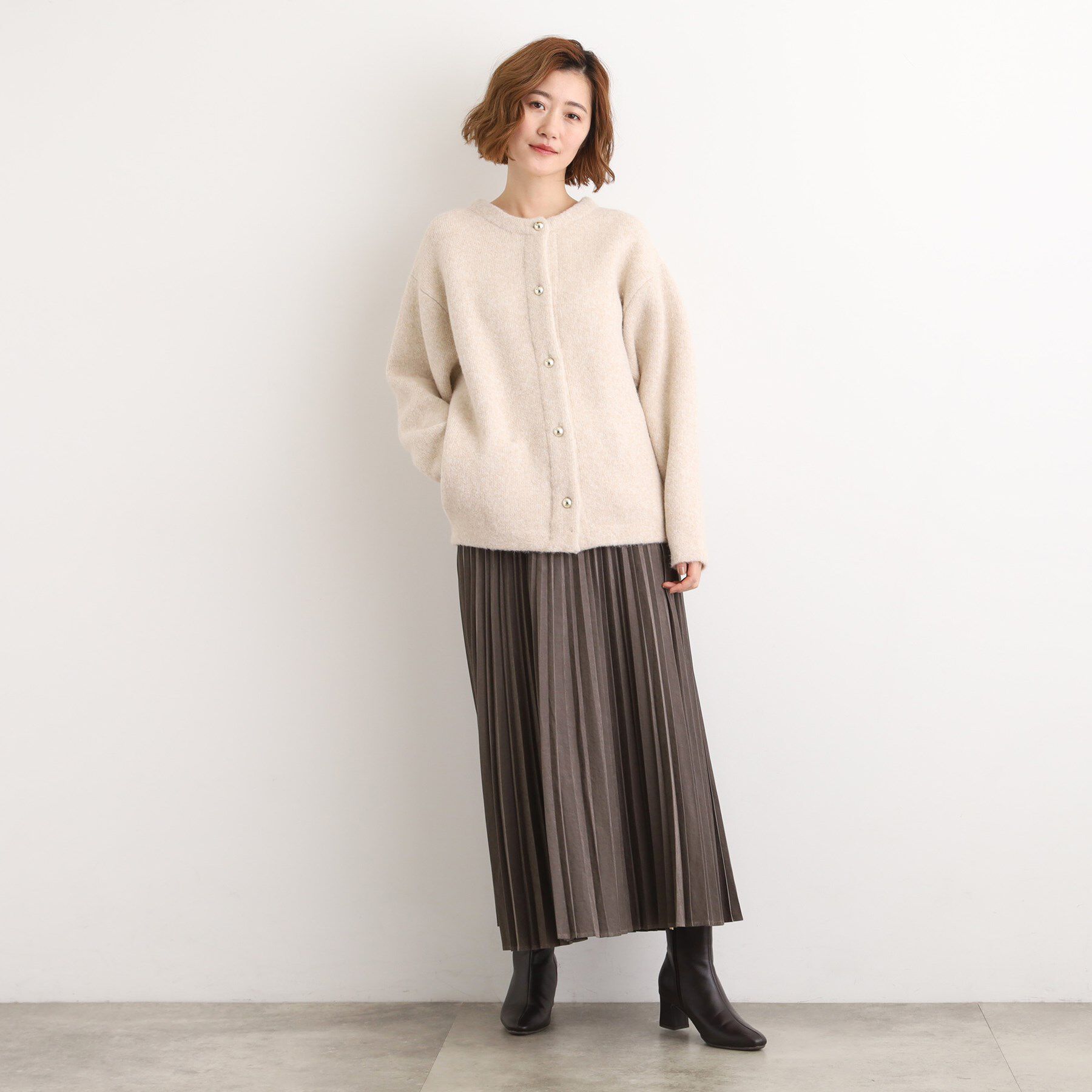grove「ふっくらやわらかく、毛混オーバーニットカーディガン」|カーディガン|