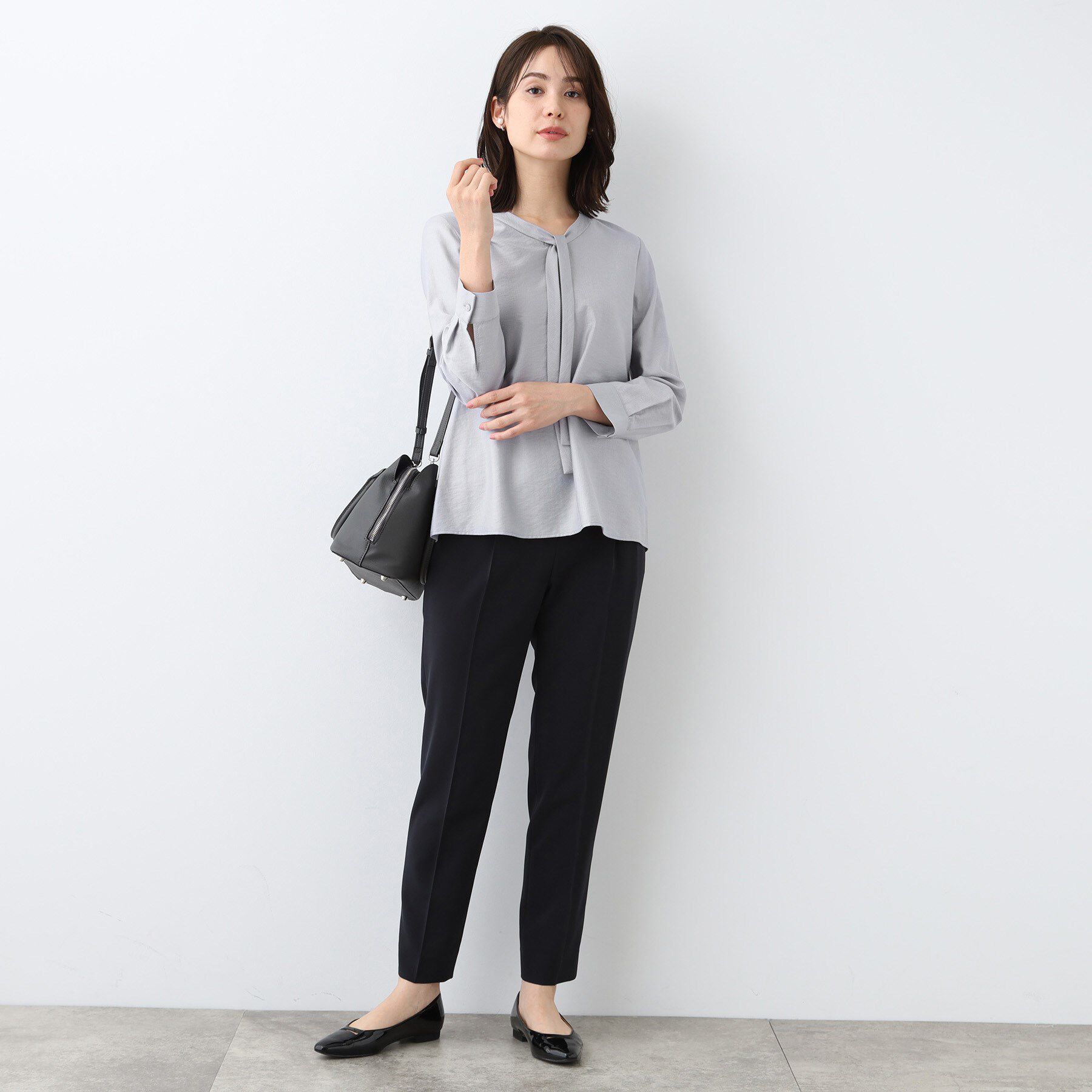 INDIVI「【洗える】ストライプドビー ボウタイブラウス」|シャツ・ブラウス|