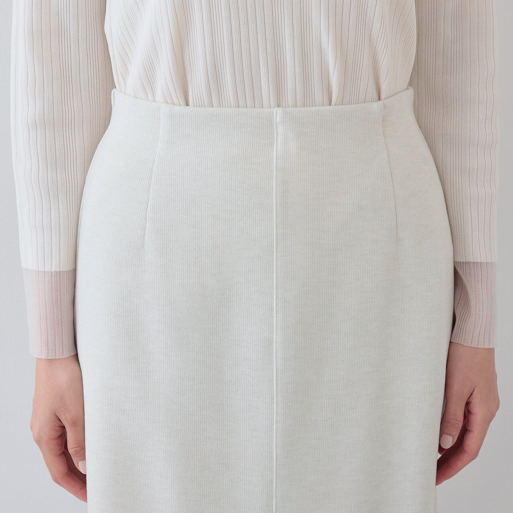 INDIVI「【洗える／UVケア／SETUP可能】メランジ調ニットライクIラインスカート」|スカート|