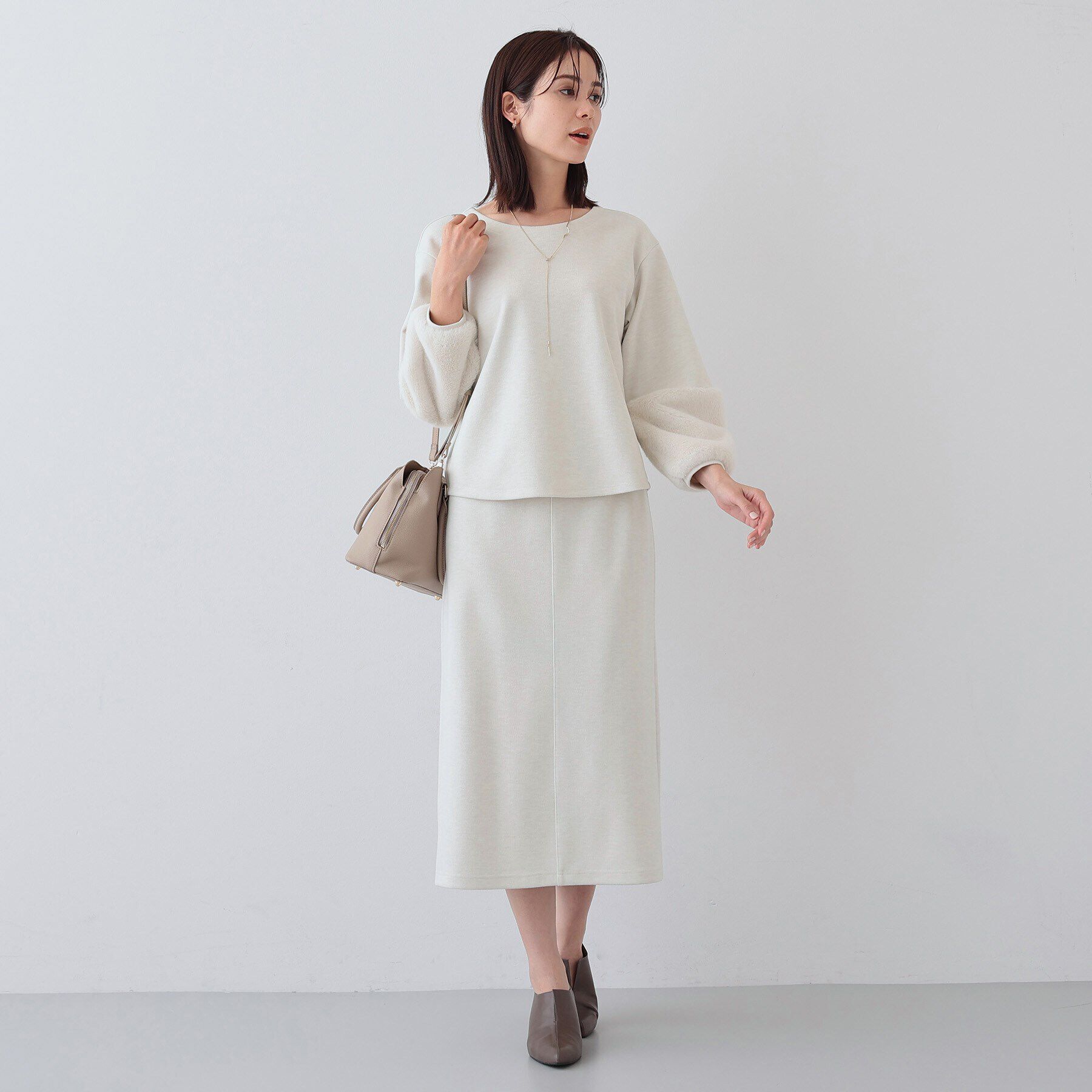 INDIVI「【洗える／UVケア／SETUP可能】メランジ調ニットライクIラインスカート」|スカート|