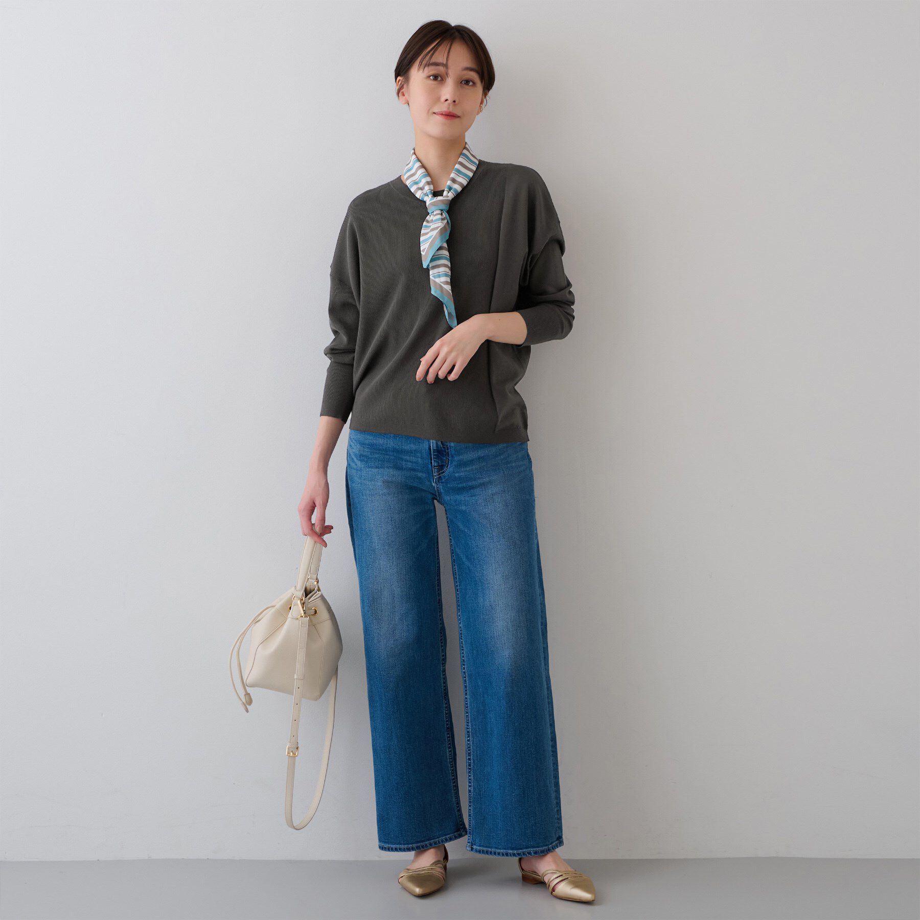 INDIVI「【洗える】アシメデザイン ドルマンスリーブニット」|ニット・セーター|