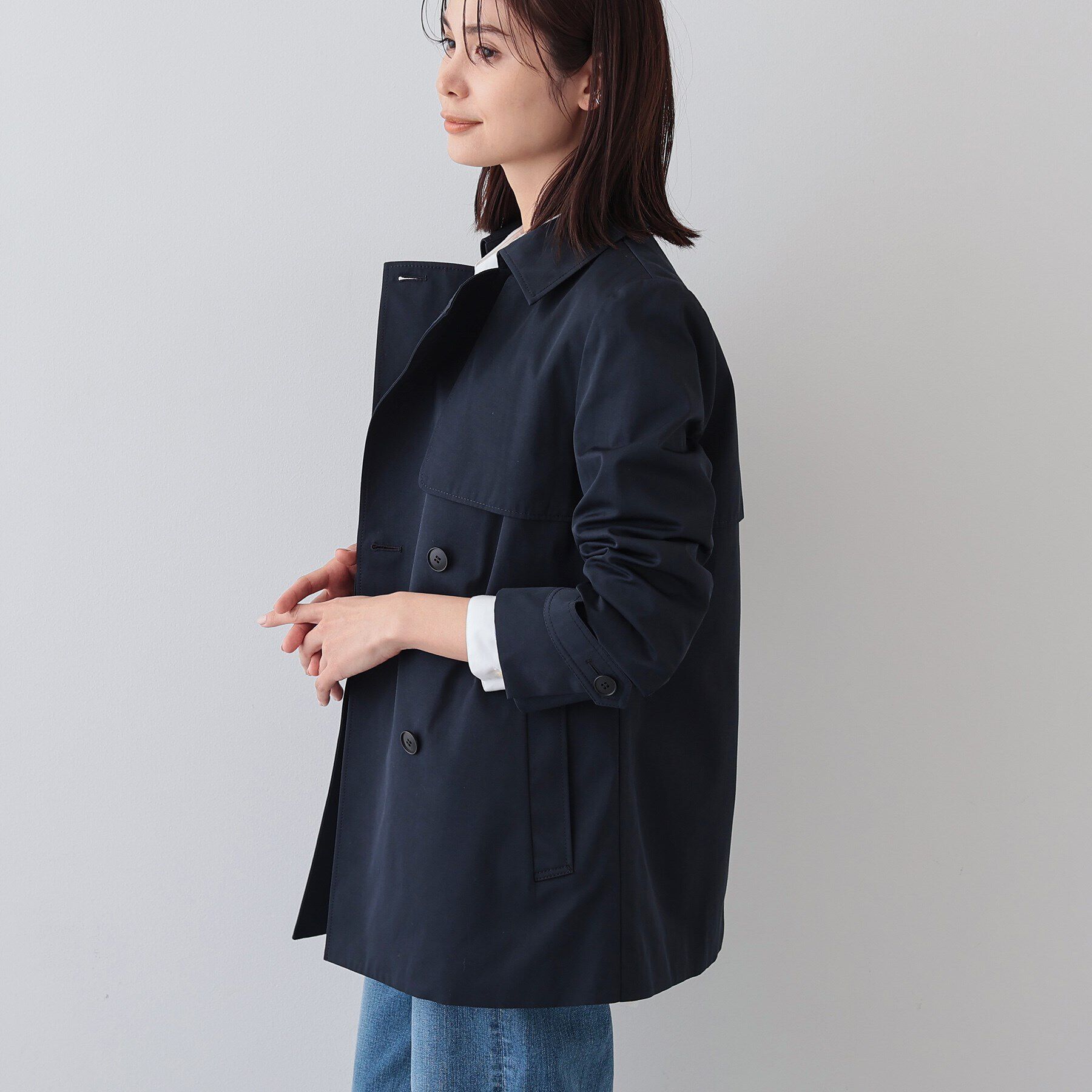 INDIVI「【撥水／UVケア】ミドル丈トレンチコート」|トレンチコート|