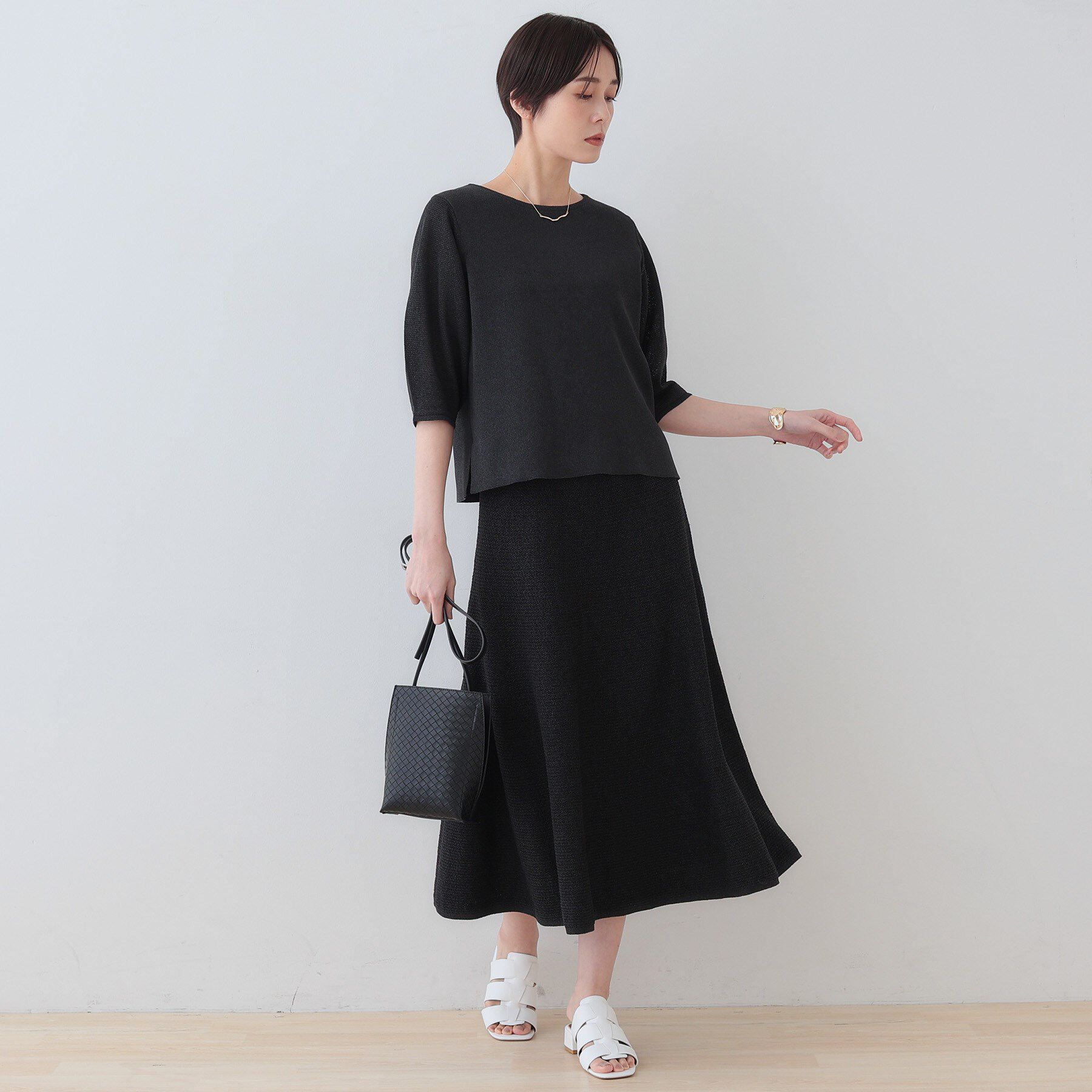 INDIVI「【洗える／和紙混素材／SETUP可能】フレアスカート」|スカート|