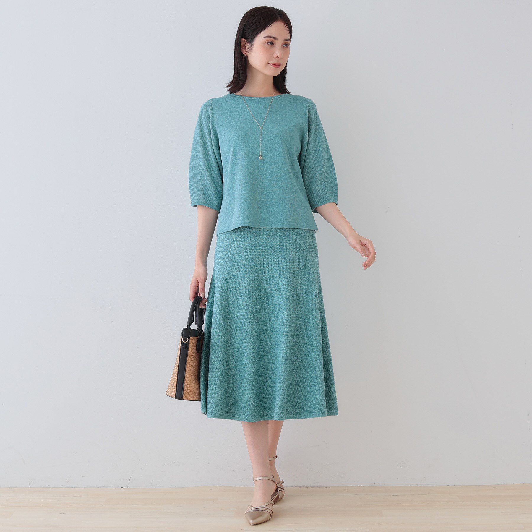 INDIVI「【洗える／和紙混素材／SETUP可能】フレアスカート」|スカート|