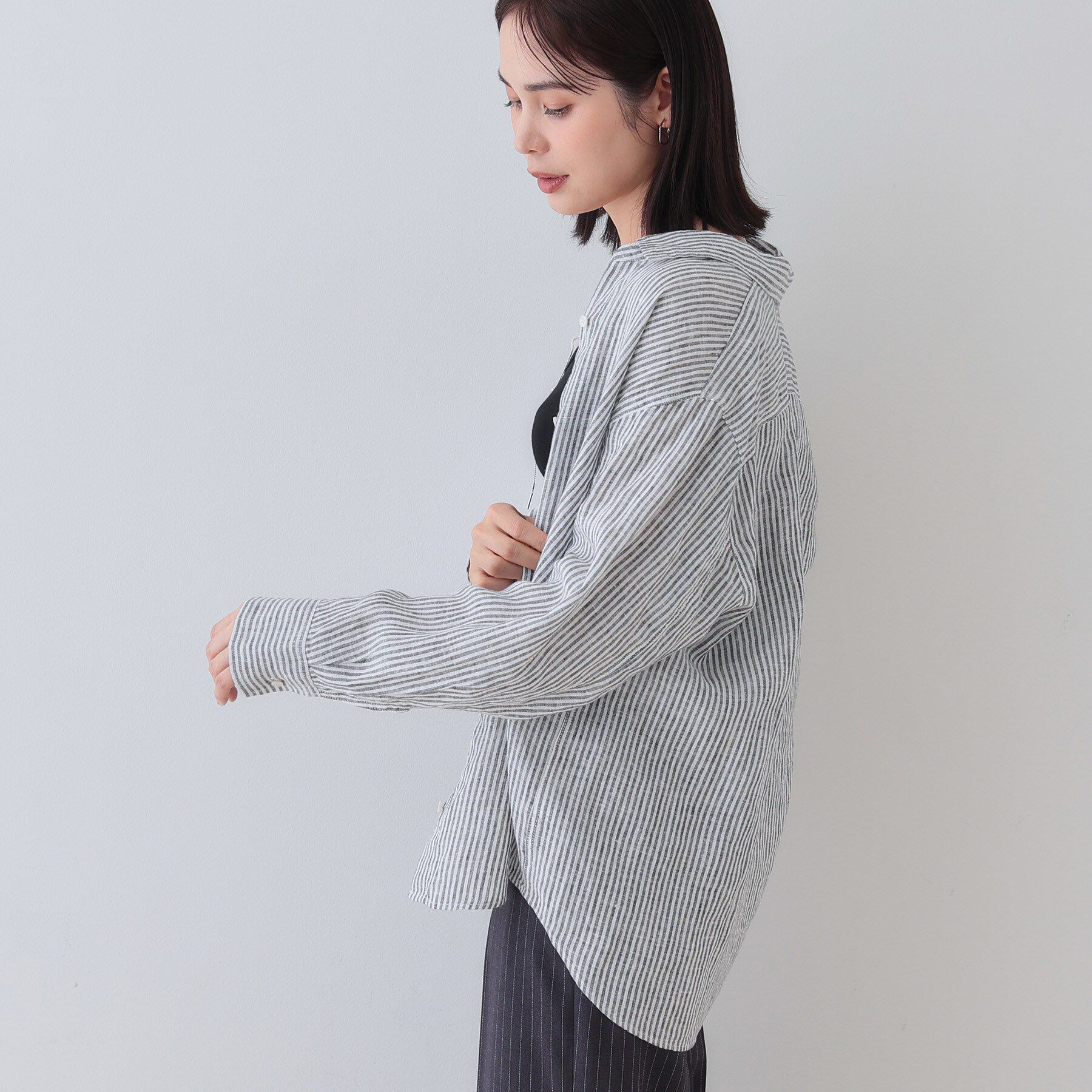 INDIVI「【毎年人気！／フレンチリネン】ベーシックシャツ」|シャツ・ブラウス|