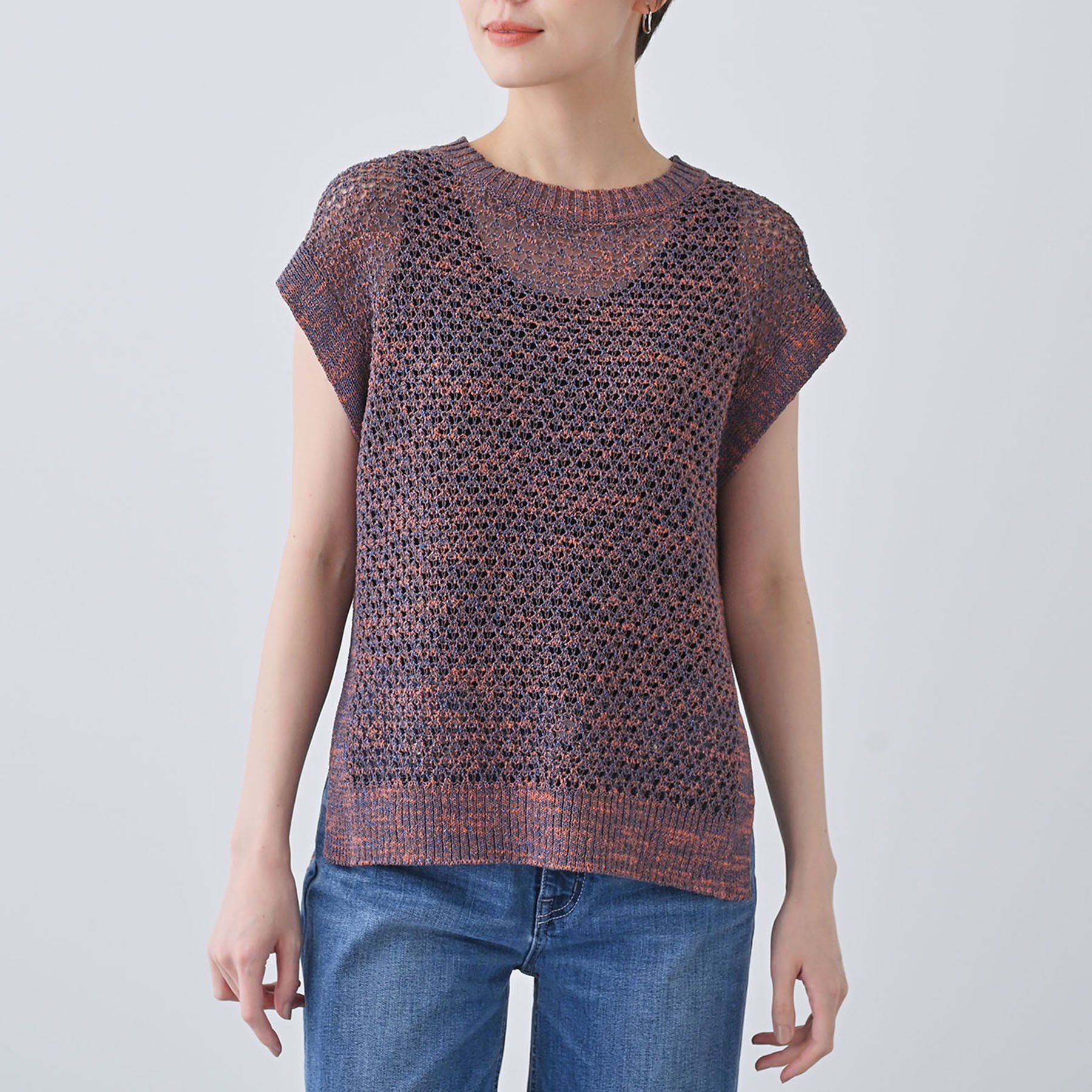 INDIVI「【ファンシー素材】透かし柄ニットベスト」|ベスト・ジレ|