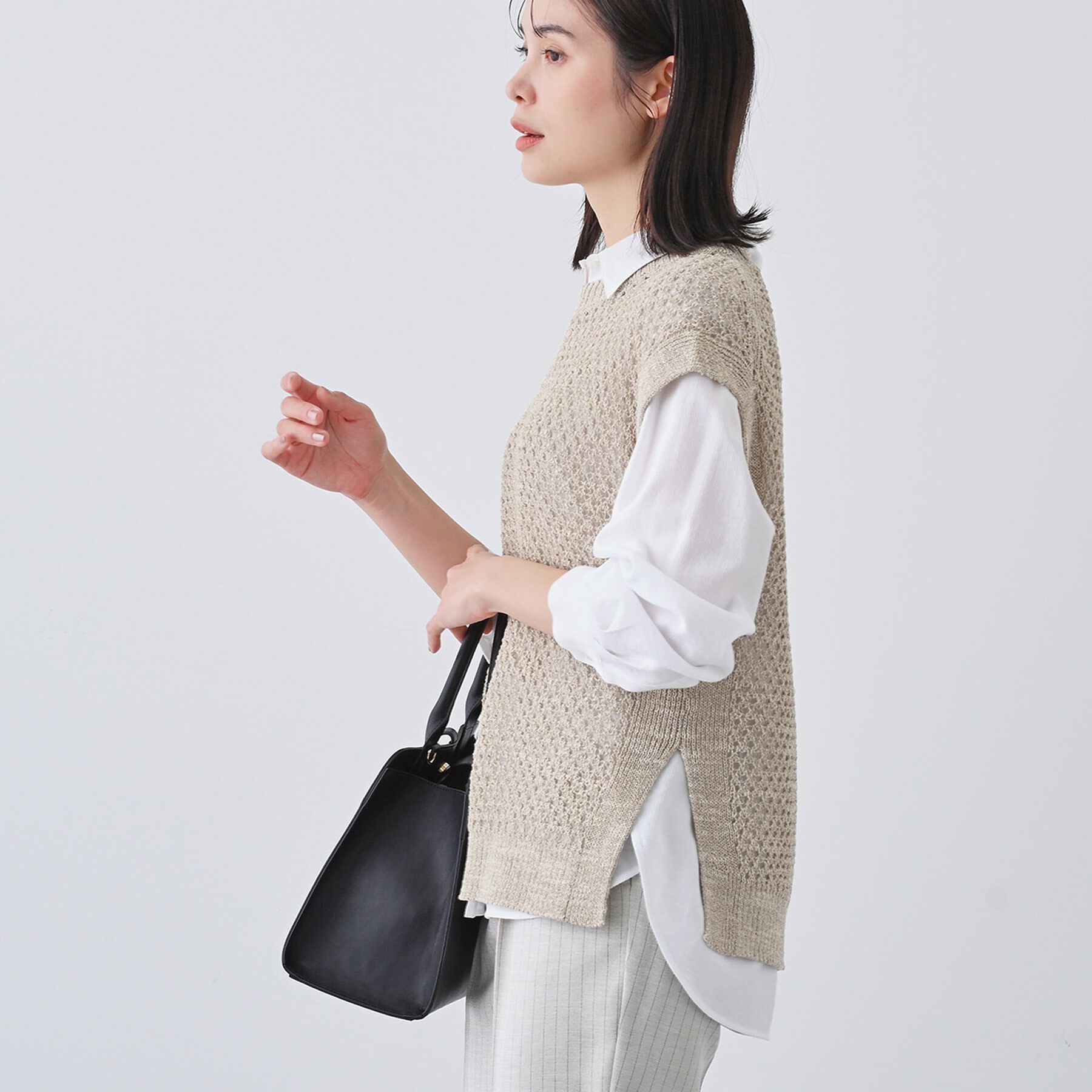 INDIVI「【ファンシー素材】透かし柄ニットベスト」|ベスト・ジレ|