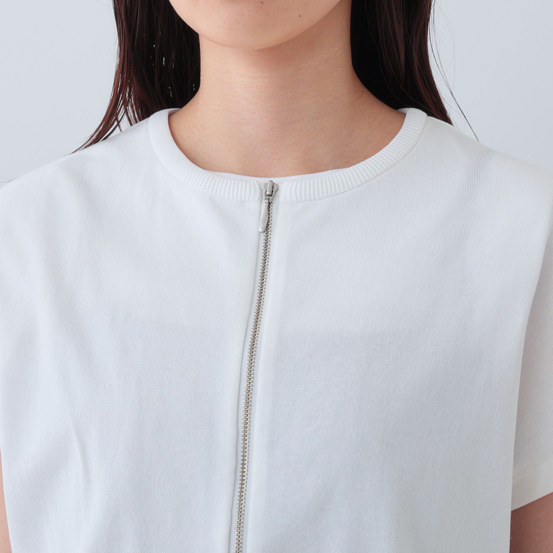 INDIVI「【洗える】ブルゾン風ジップニットベスト」|ニット・セーター|