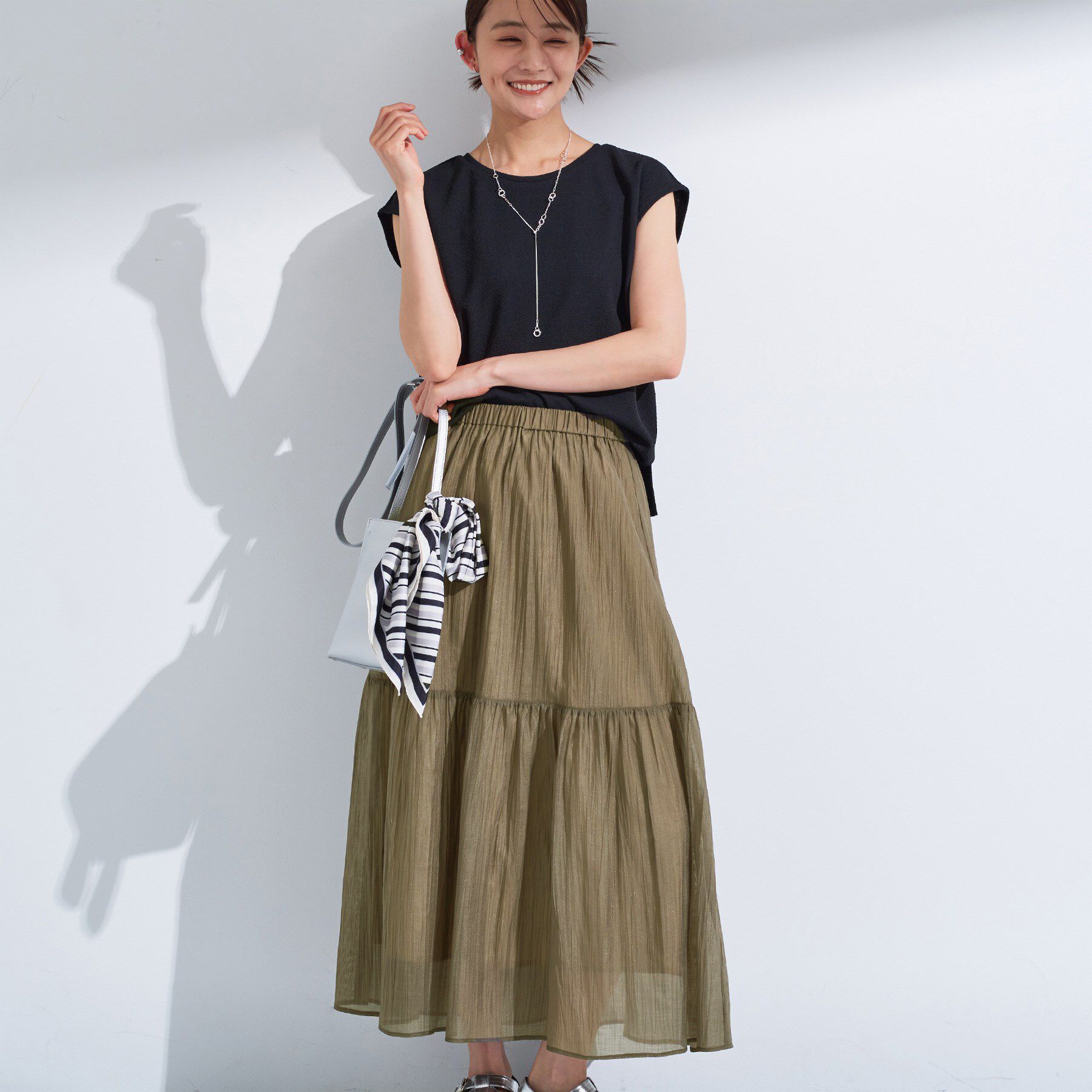 INDIVI「【2点セット／着回し◎】ノースリーブ＆ティアードスカート カセット服」|ワンピース|