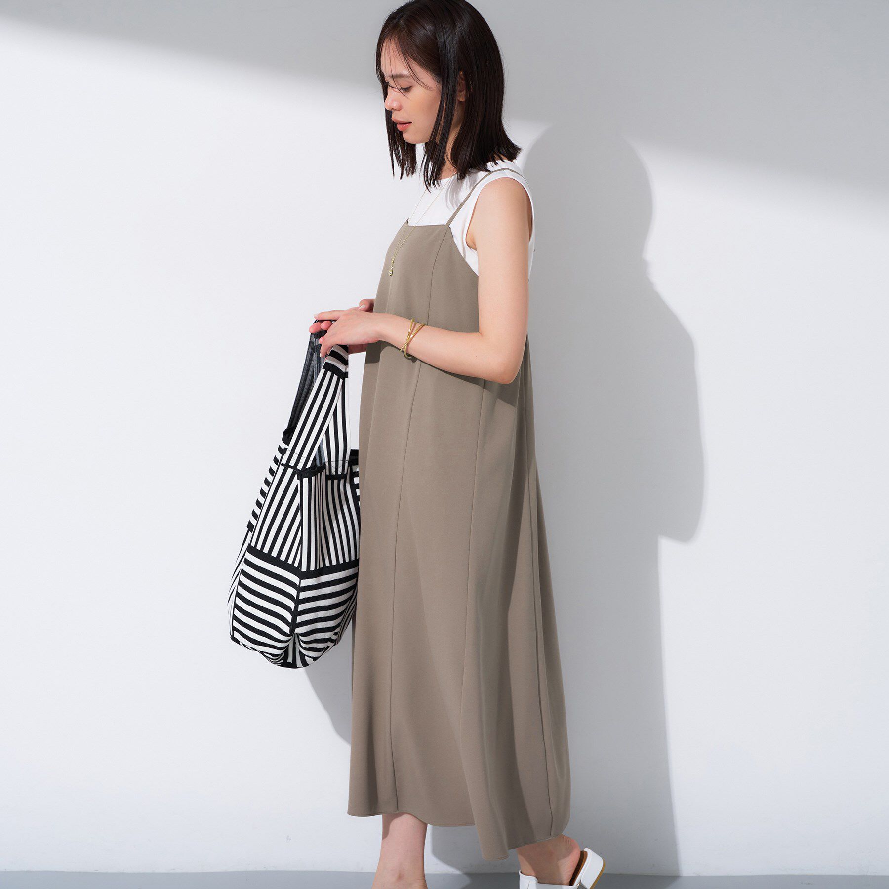 INDIVI「【UVケア】エアリージョーゼット キャミワンピース」|ワンピース|