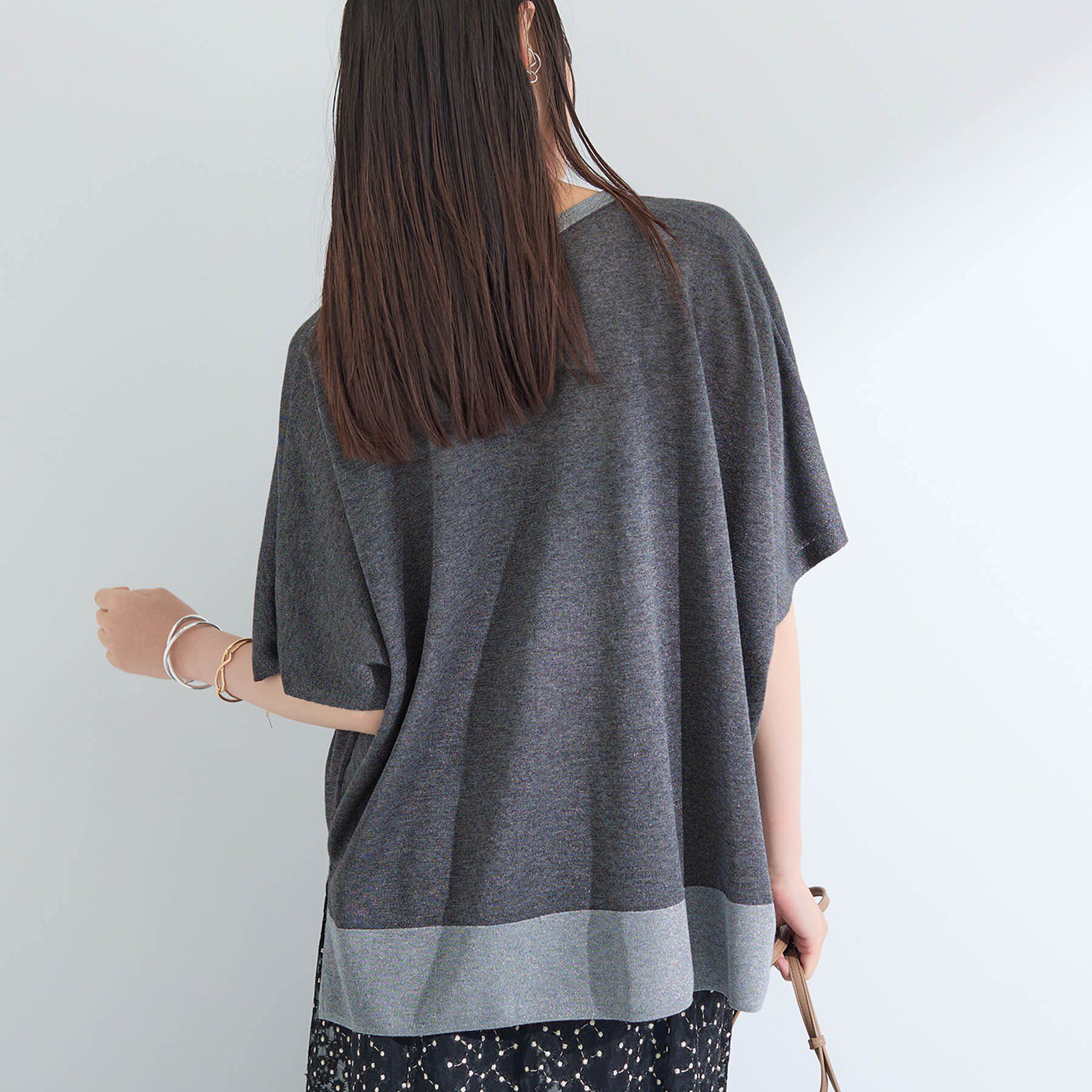 INDIVI「【洗える／二の腕カバー】バイカラーラメニット」|ニット・セーター|