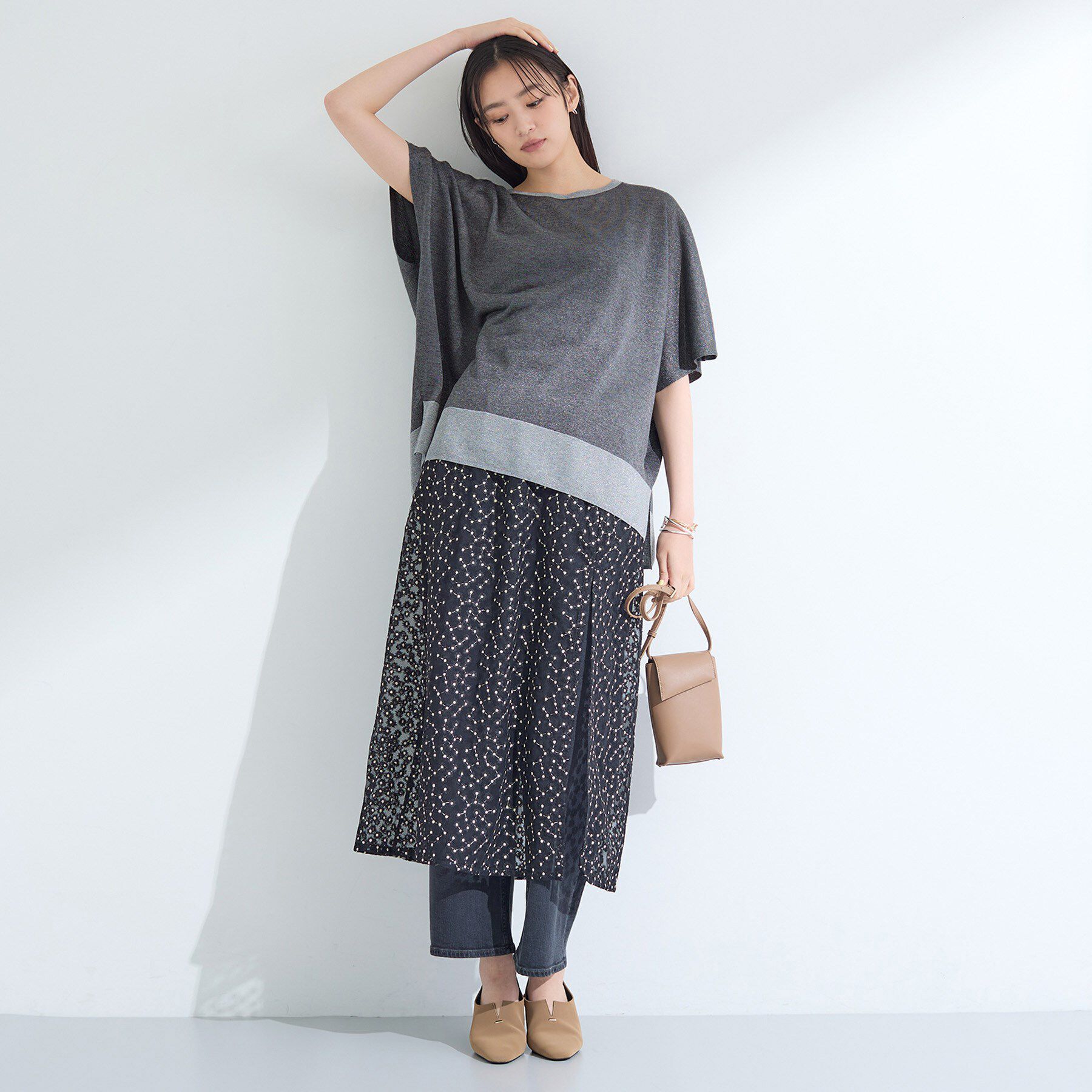 INDIVI「【洗える／二の腕カバー】バイカラーラメニット」|ニット・セーター|