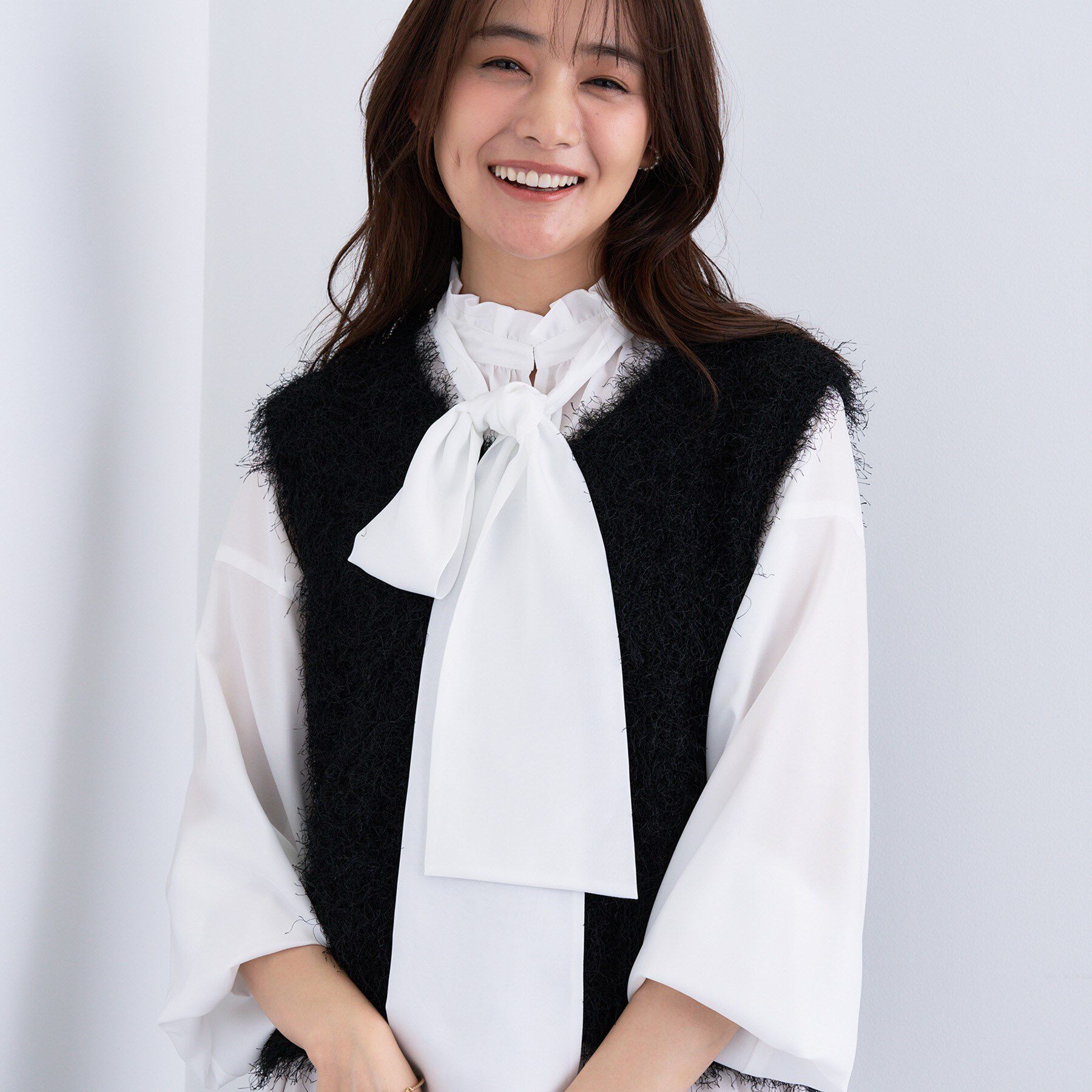 INDIVI「フェザーモールニットベスト」|ニット・セーター|