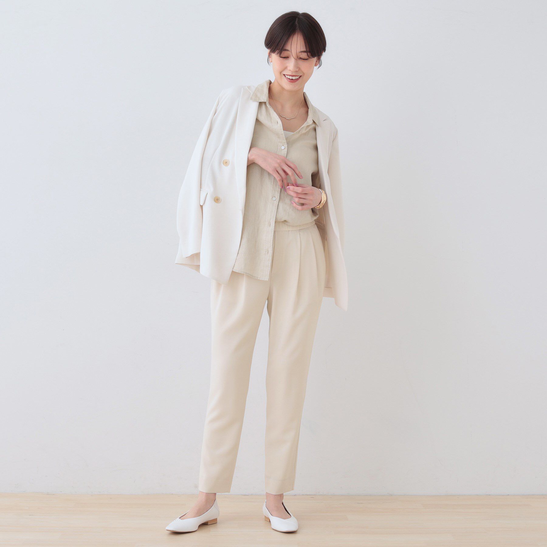 INDIVI「【洗える／ストレッチ】タックテーパードパンツ」|その他|