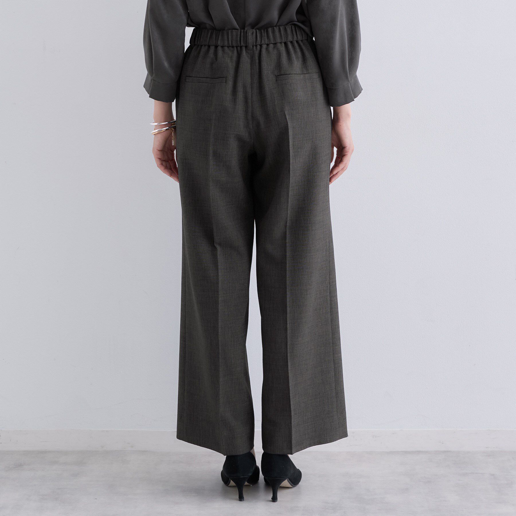 INDIVI「【洗える／セットアップ可能】凹凸ストレッチ素材ストレートパンツ」|その他|