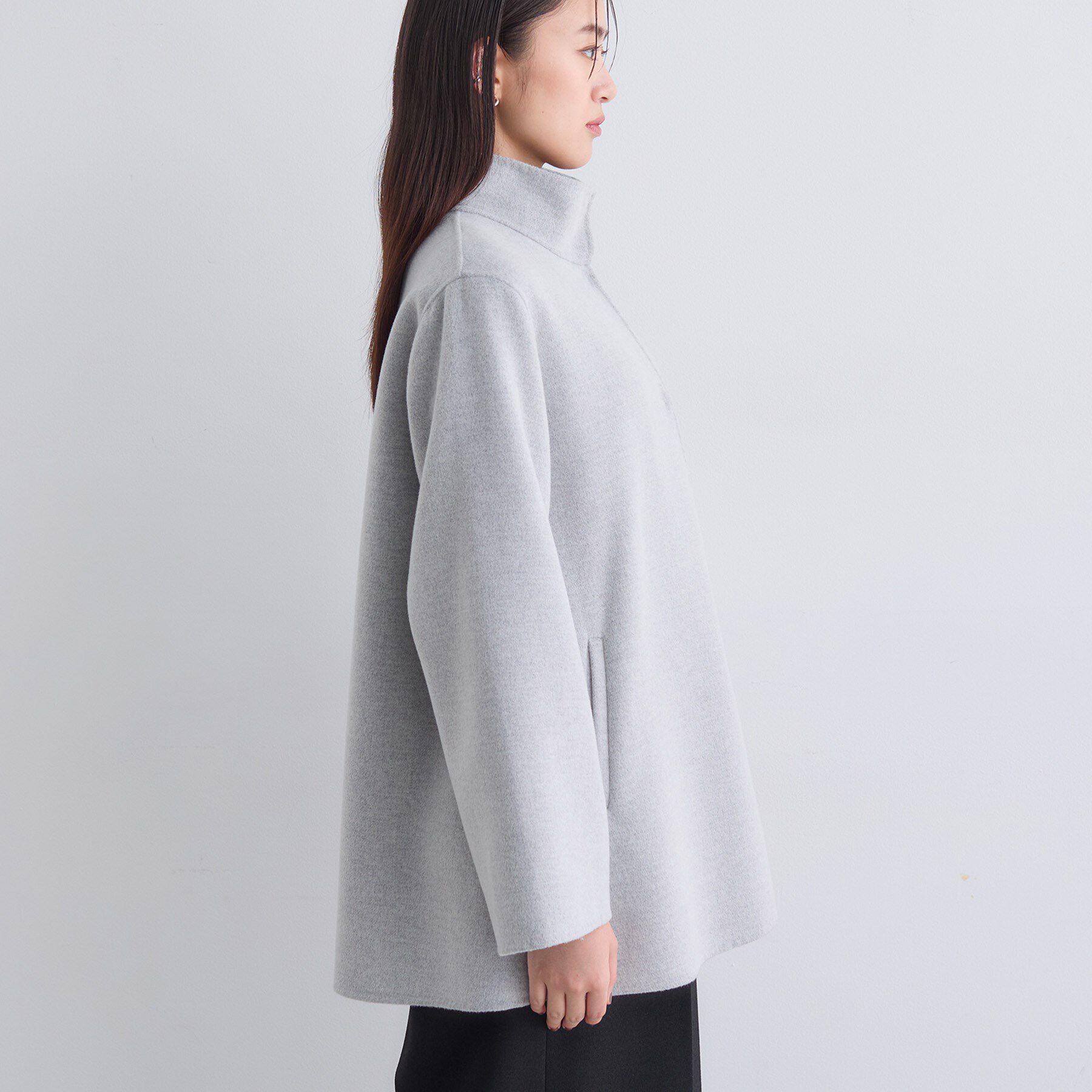 INDIVI「【配色デザイン／ミドル丈】ウールリバー テントラインコート」|その他|