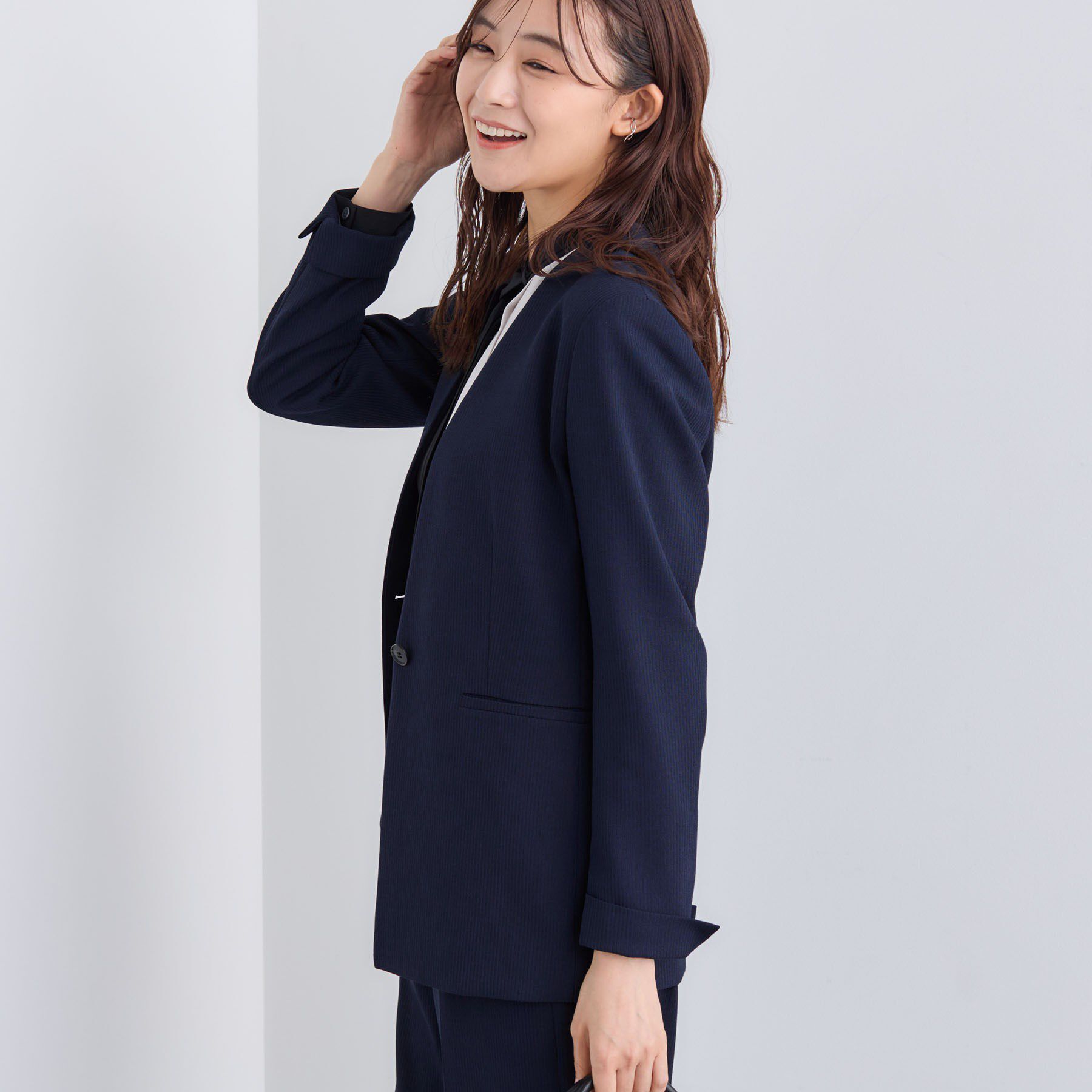 INDIVI「【日本製／通勤スーツ】プレシャスドビー ノーカラージャケット」|スーツ|