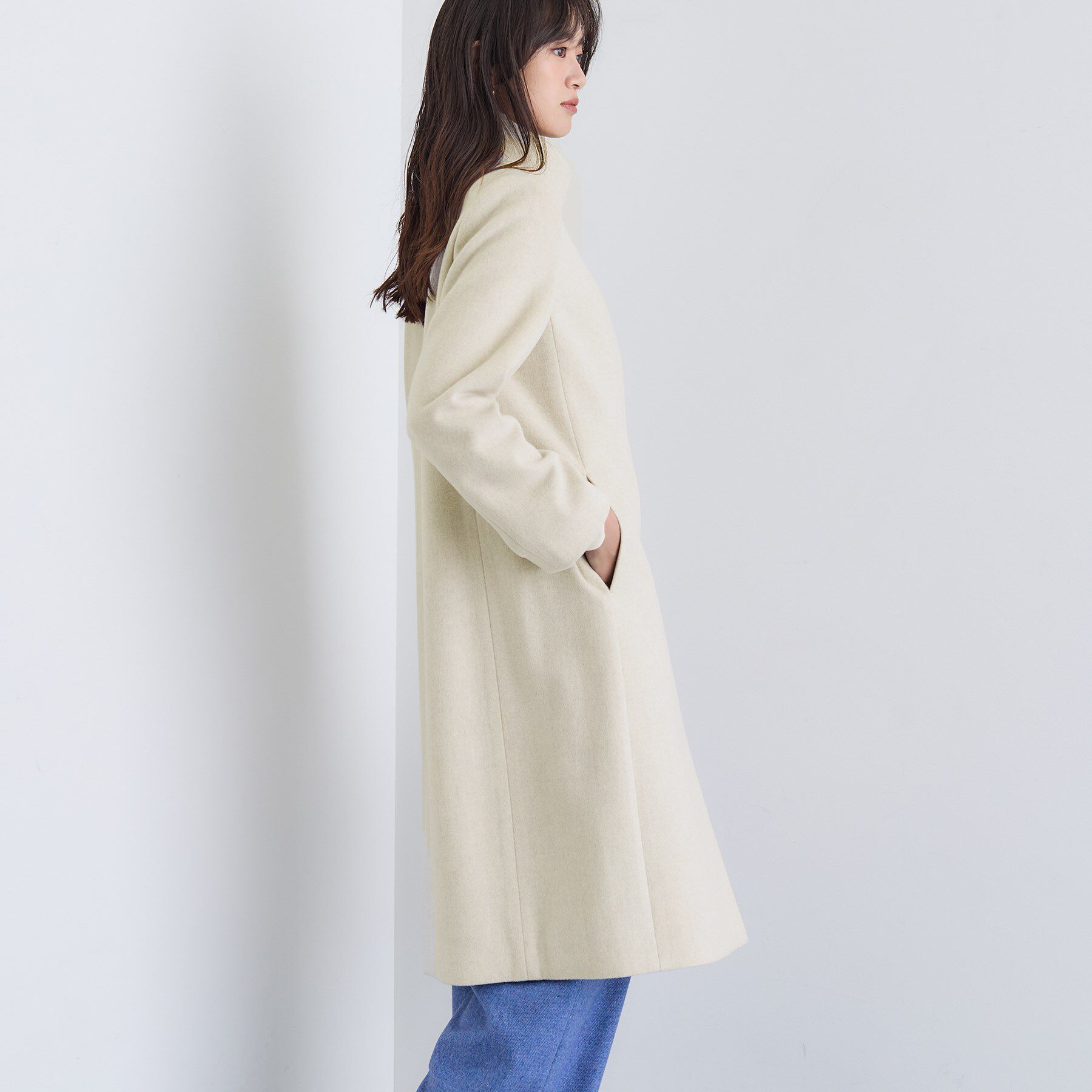 INDIVI「【名品コート／日本製】ウール100％スタンドカラーロングコート」|その他|