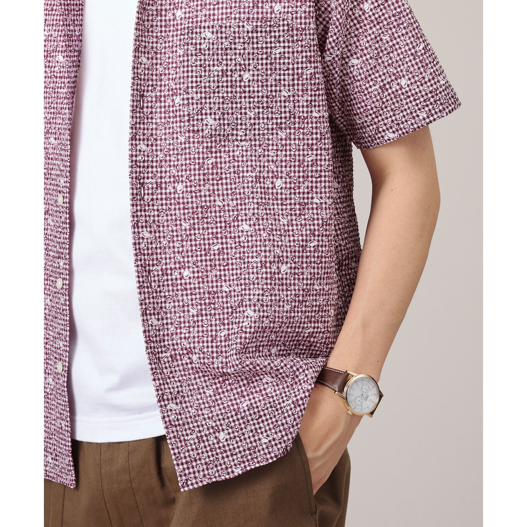 TAKEO KIKUCHI「【無地・チェック・ボタニカル柄】リップル シャツ」|シャツ・ブラウス|