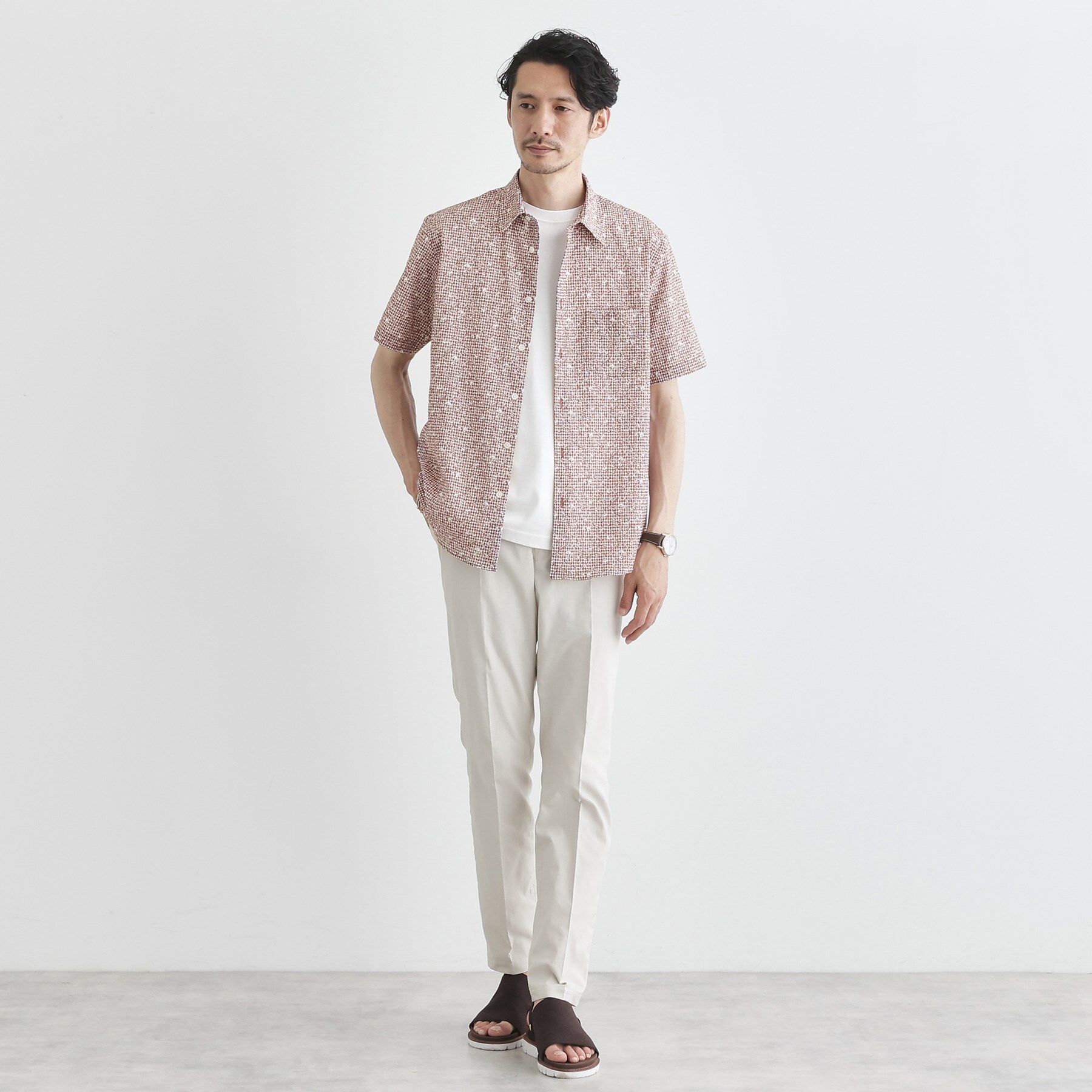 TAKEO KIKUCHI「【無地・チェック・ボタニカル柄】リップル シャツ」|シャツ・ブラウス|