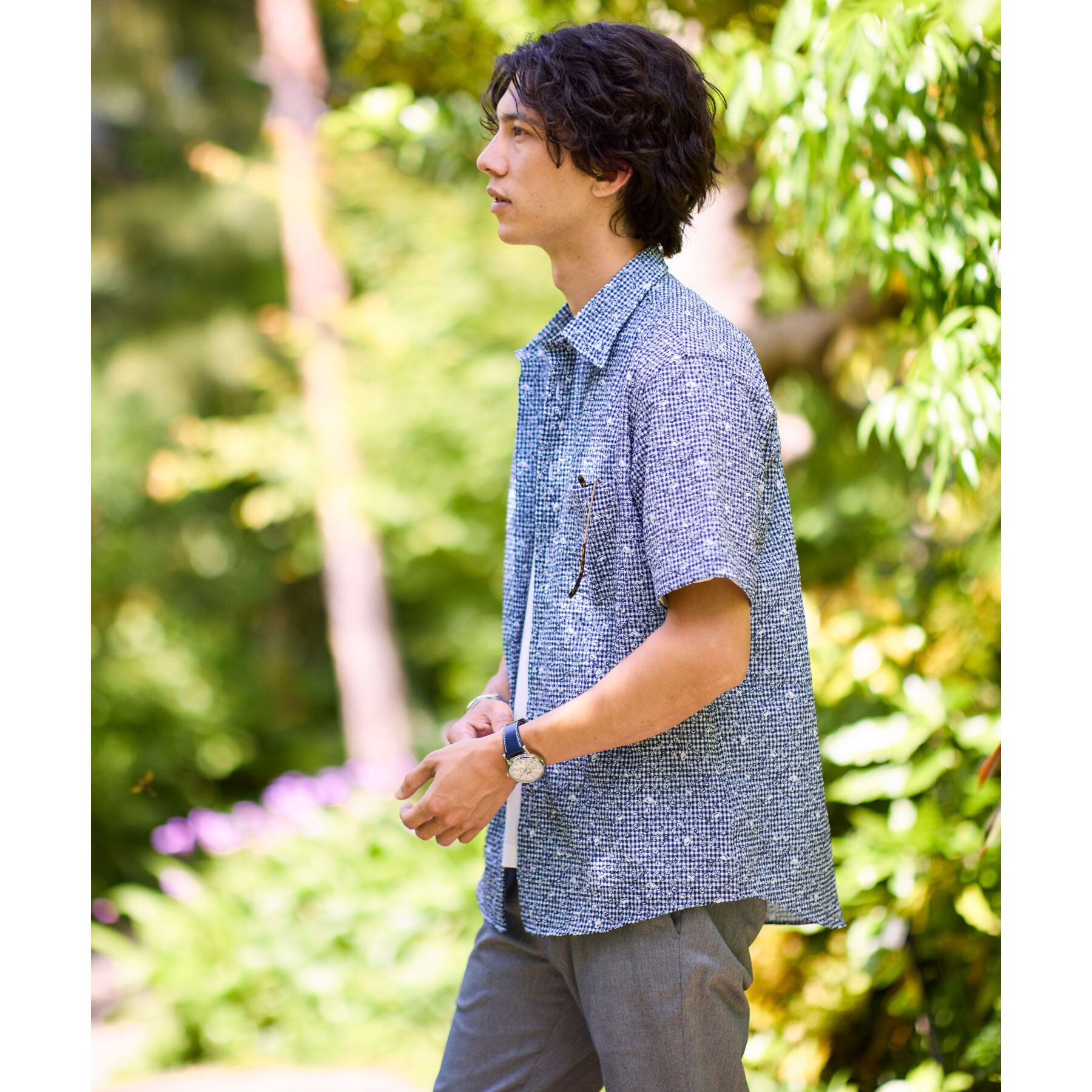 TAKEO KIKUCHI「【無地・チェック・ボタニカル柄】リップル シャツ」|シャツ・ブラウス|