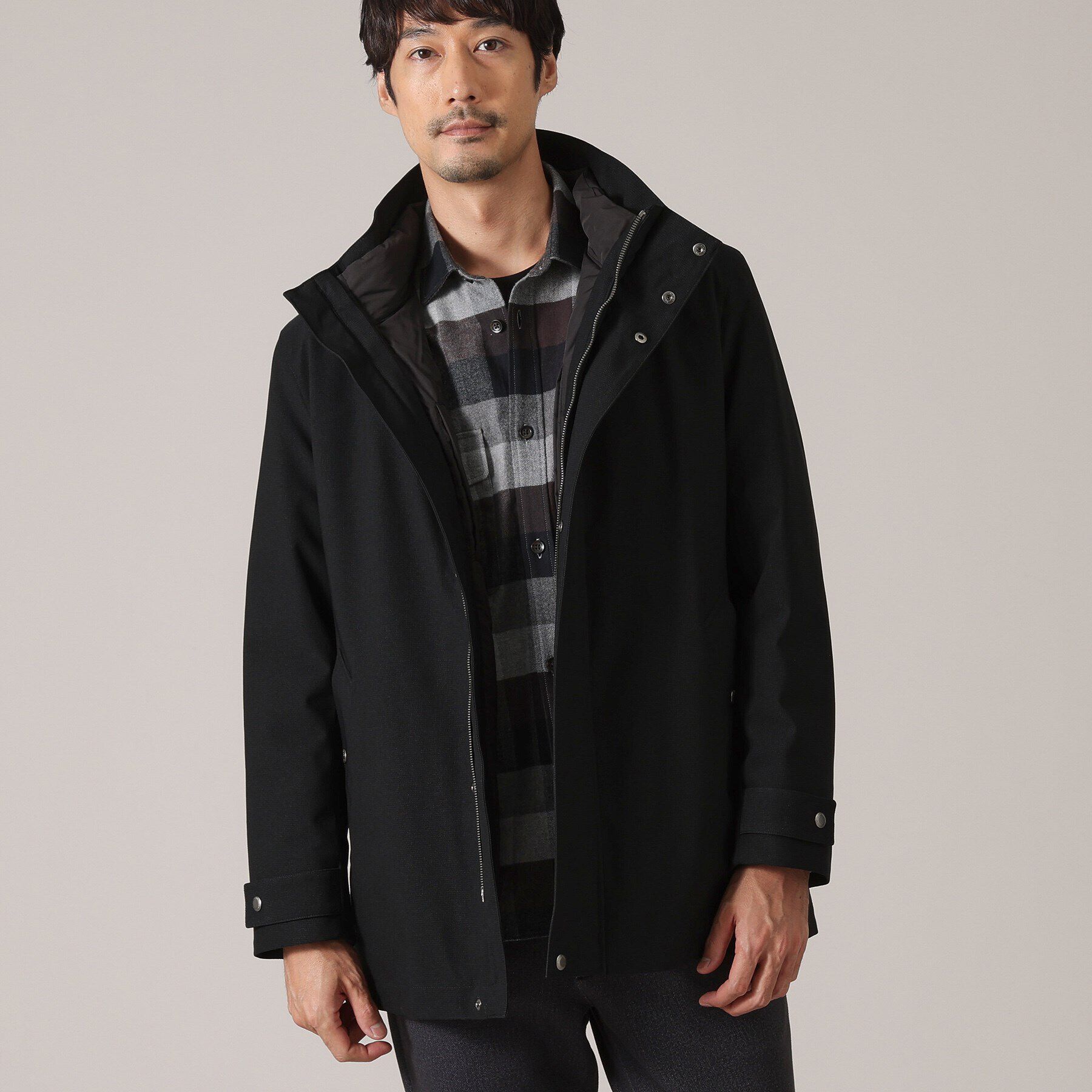 TAKEO KIKUCHI「【3WAY】ドビー ダウンライナー付 ブルゾン」|ブルゾン・スタジャン|ブラック(019)