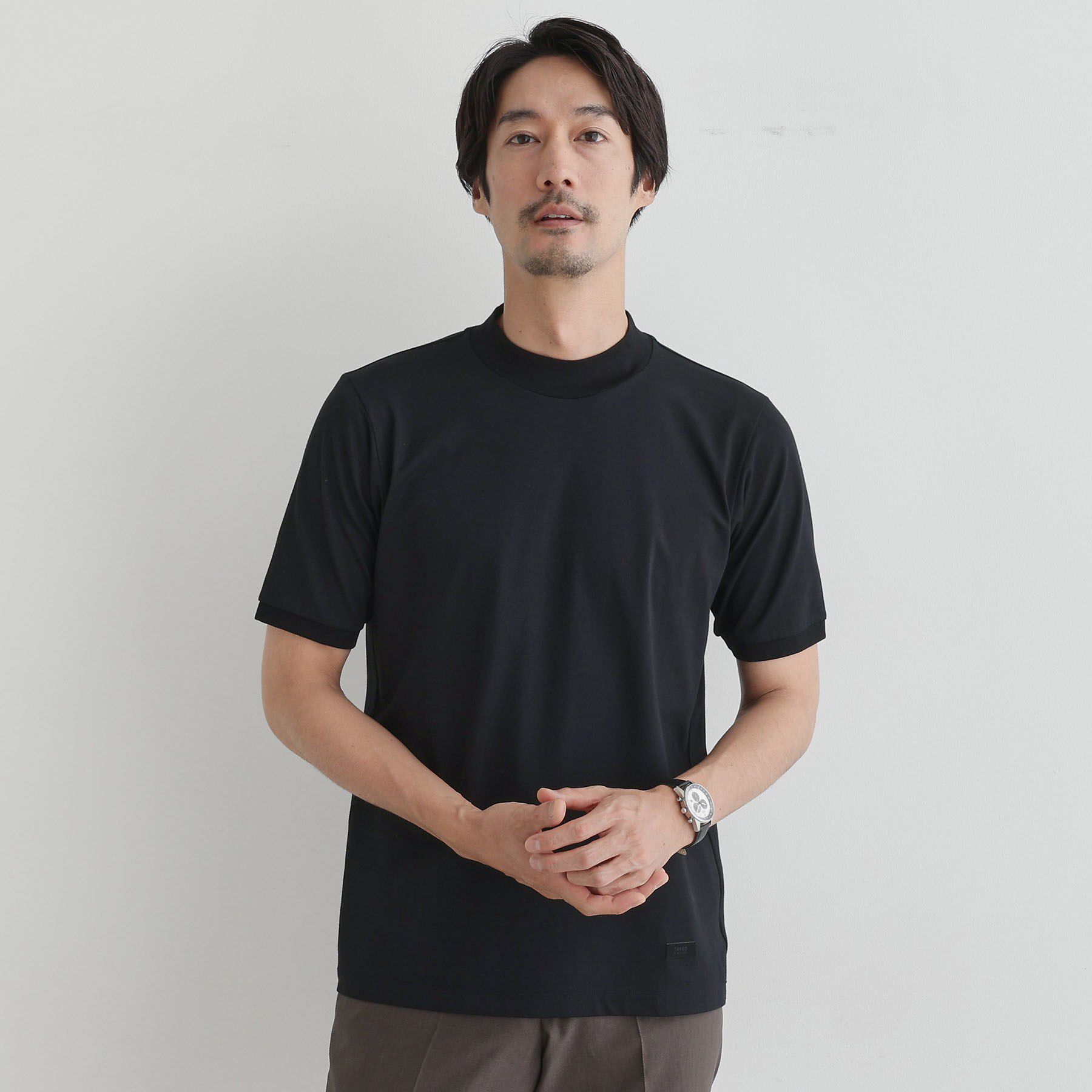TAKEO KIKUCHI「【COOL CITY WEAR】インドライ天竺モックネック プルオーバー /吸汗速乾」|Tシャツ・カットソー|ブラック(019)