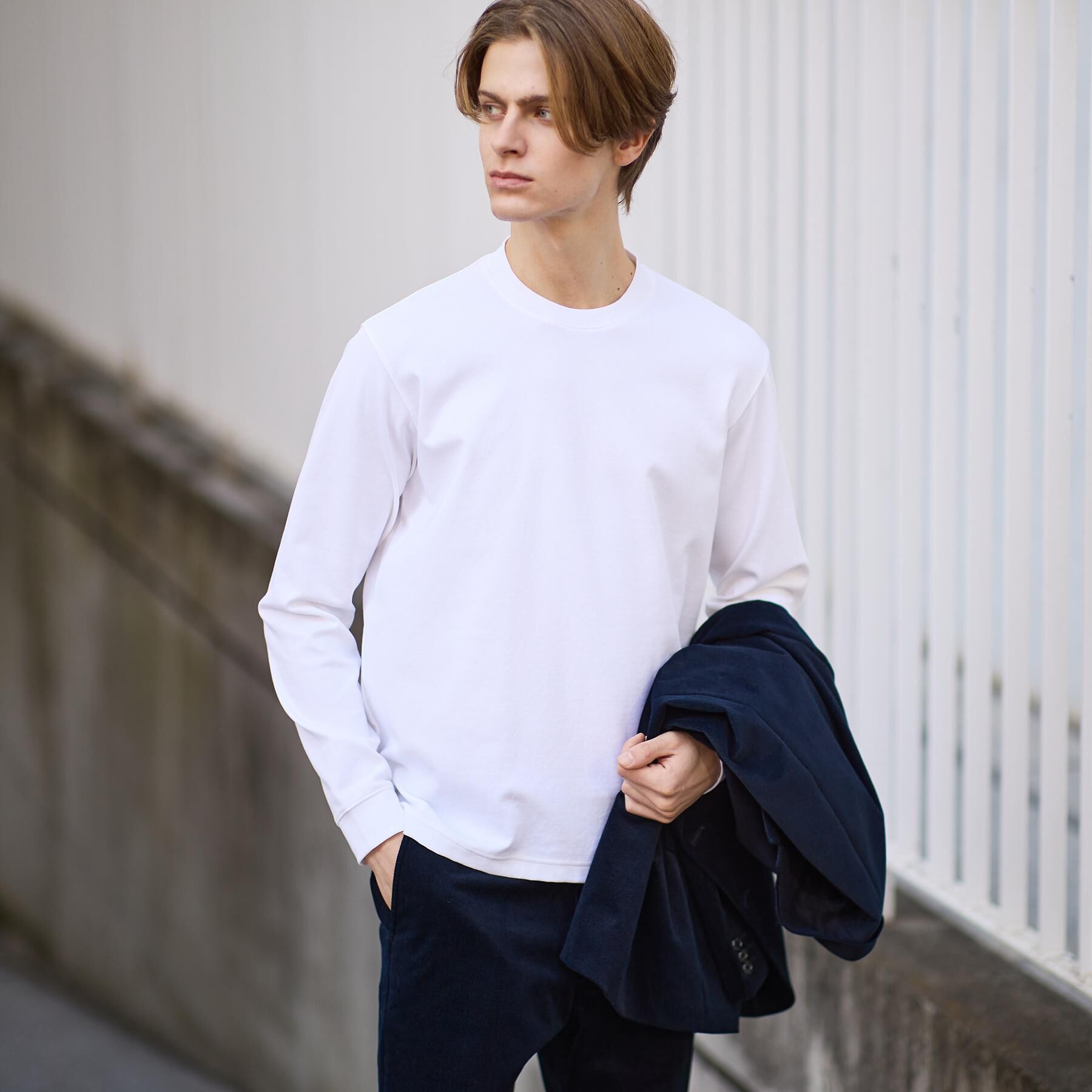 TAKEO KIKUCHI「【Ｓサイズ～】ストレッチ テーラードＴシャツ」|Tシャツ・カットソー|ホワイト(001)