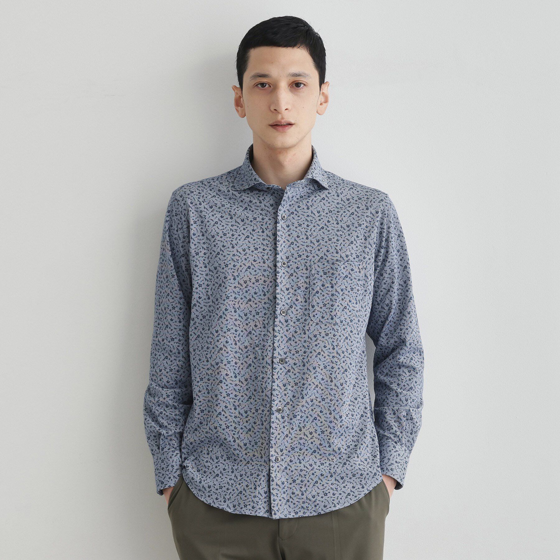 TAKEO KIKUCHI「クールマックス 鹿の子 フラワープリントシャツ」|シャツ・ブラウス|