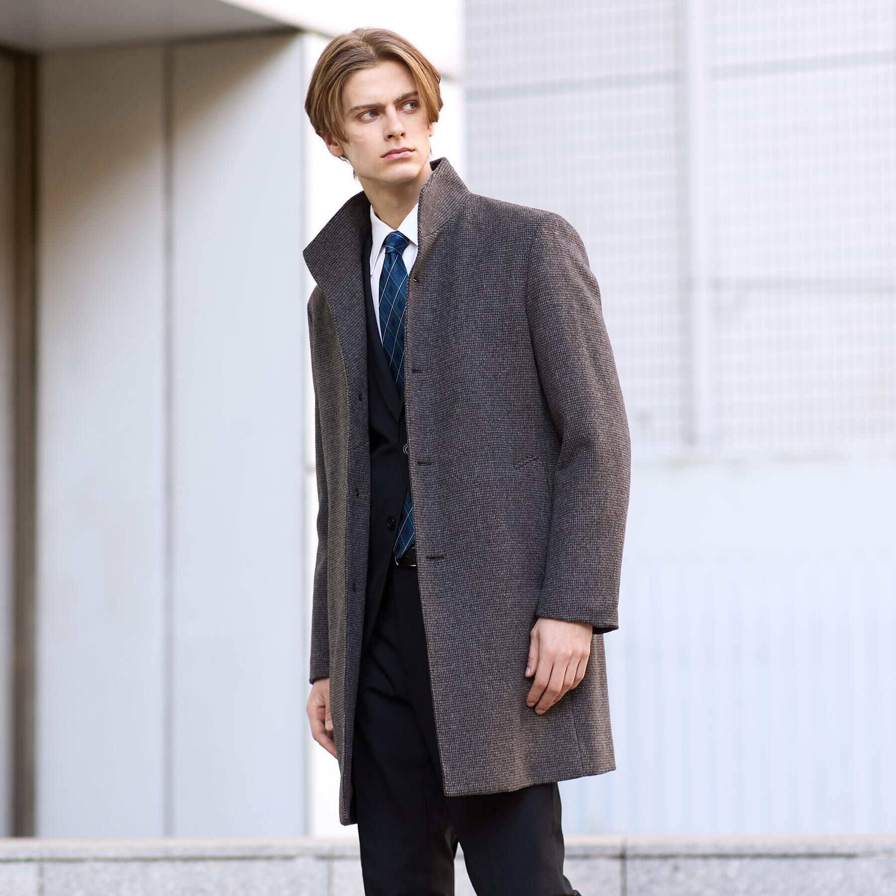 TAKEO KIKUCHI「カシミヤブレンド ビーバー調ピンヘッドスタンドカラーコート」|その他|