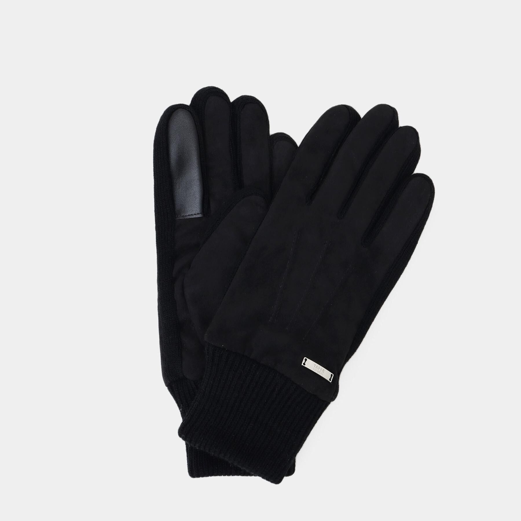 TAKEO KIKUCHI「スエード調ニットコンビ ウォッシャブルグローブ」|手袋|ブラック(019)