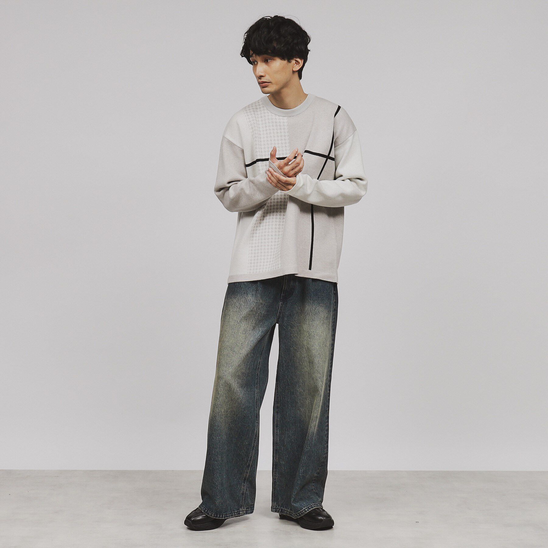 tk.TAKEO KIKUCHI「【もちもちニット】クラシックパターンクロスオーバー」|ニット・セーター|