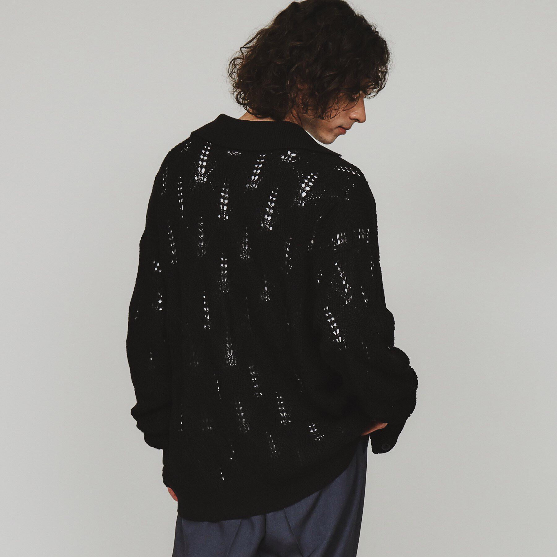 tk.TAKEO KIKUCHI「リーフジャカードニットシャツポロ」|カーディガン|