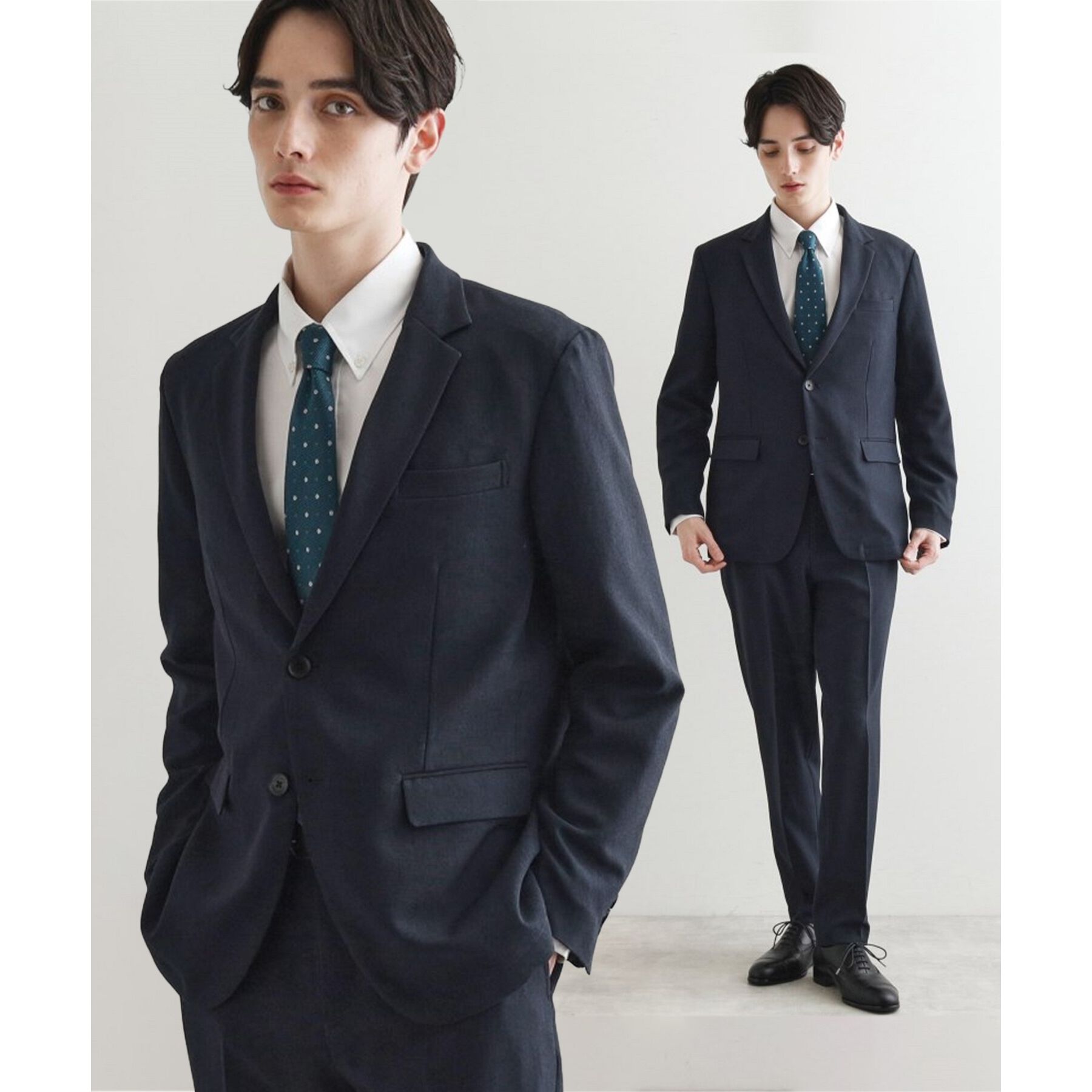 tk.TAKEO KIKUCHI「【洗える】ピンヘッドストレッチセットアップ／上下2点セット／速乾／WEB限定／ビジカジ対応」|スーツ|ネイビー(794)
