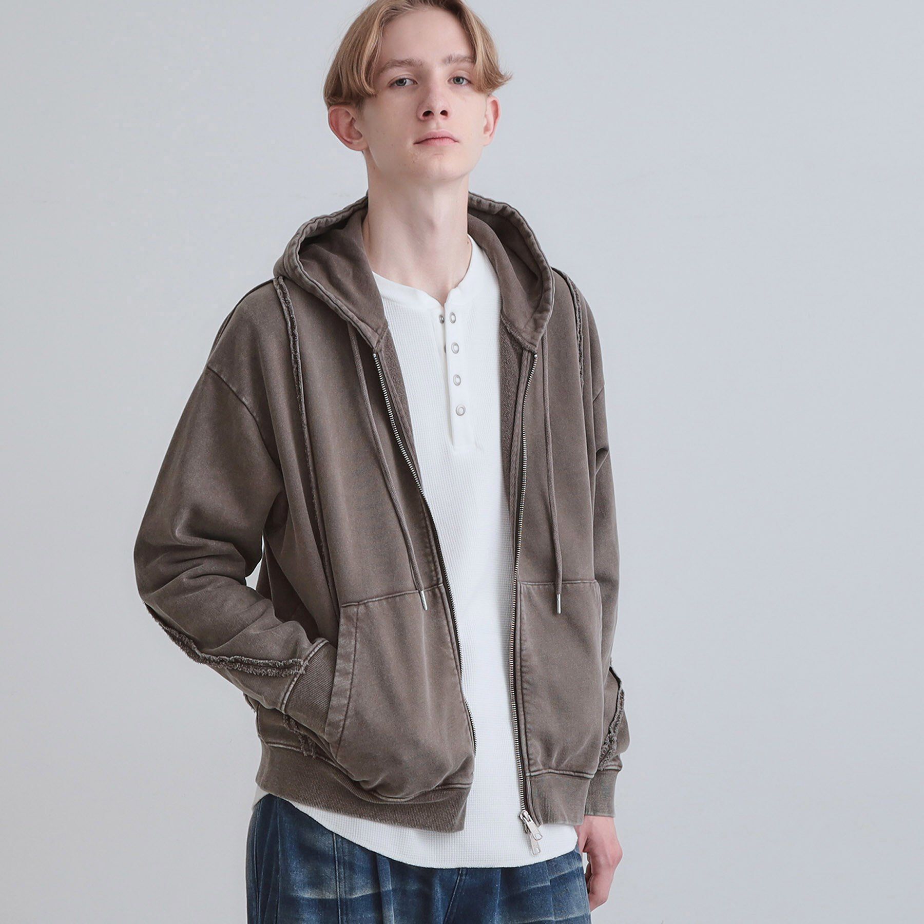 tk.TAKEO KIKUCHI「ヘヴィウェイトヴィンテージジップパーカ」|パーカー|ブラウン(044)