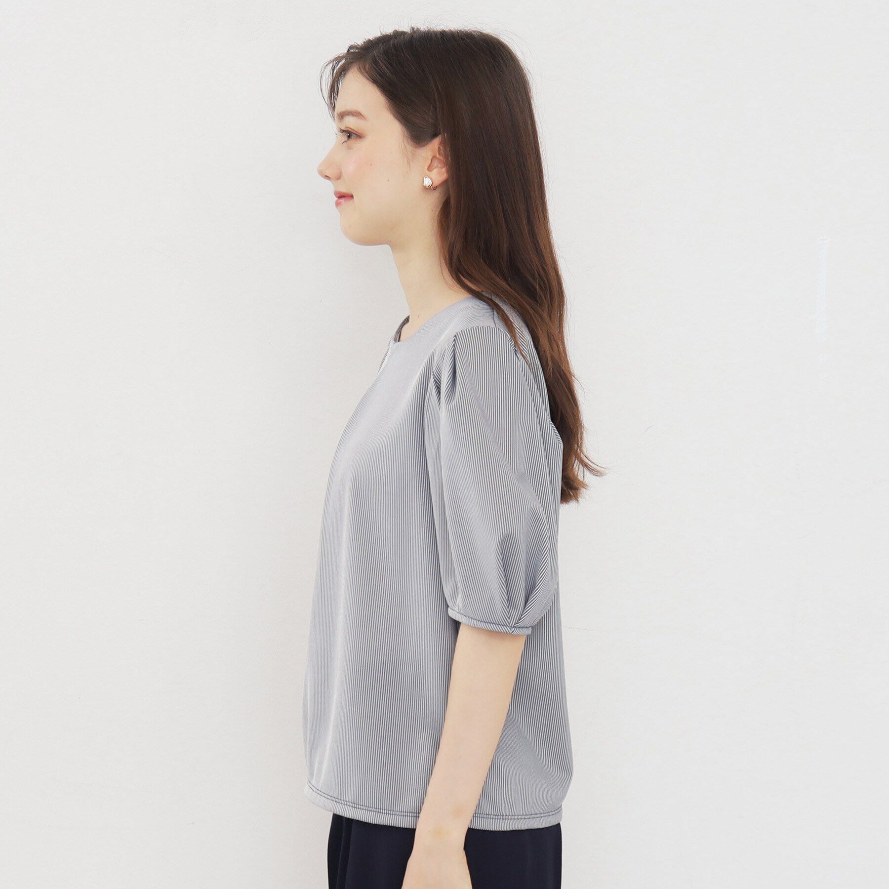 index「ストライプタックスリーブトップス【吸水速乾/洗濯機洗い可】」|Tシャツ・カットソー|