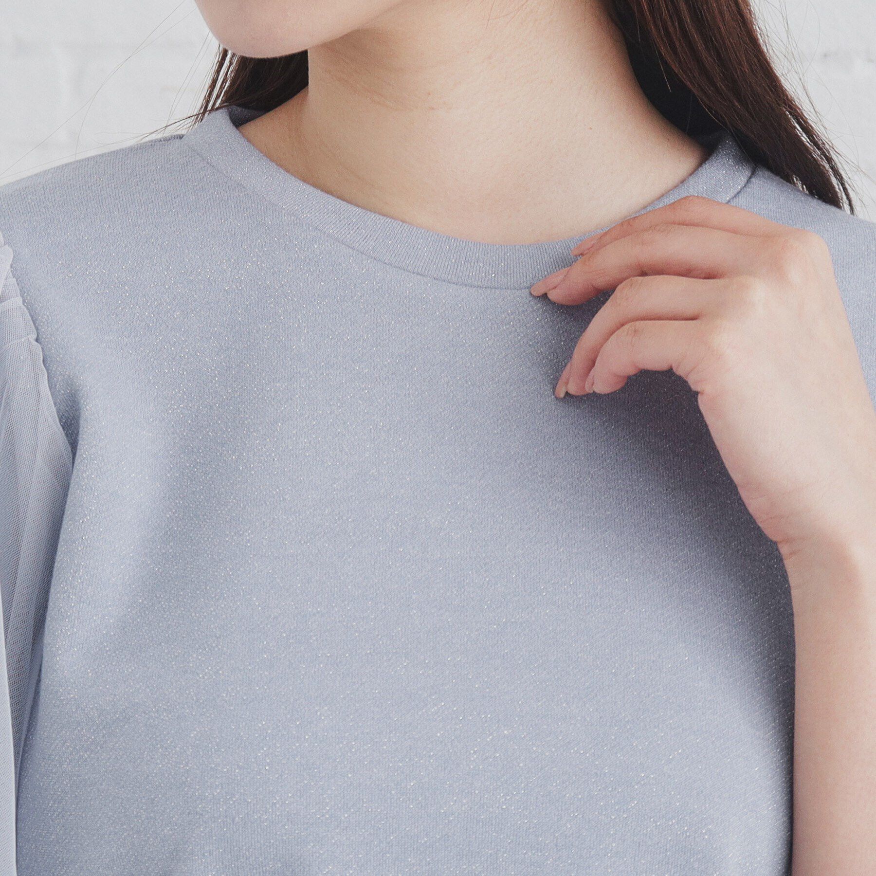 index「チュールドッキングスリーブラメトップス【洗濯機洗い可】」|Tシャツ・カットソー|